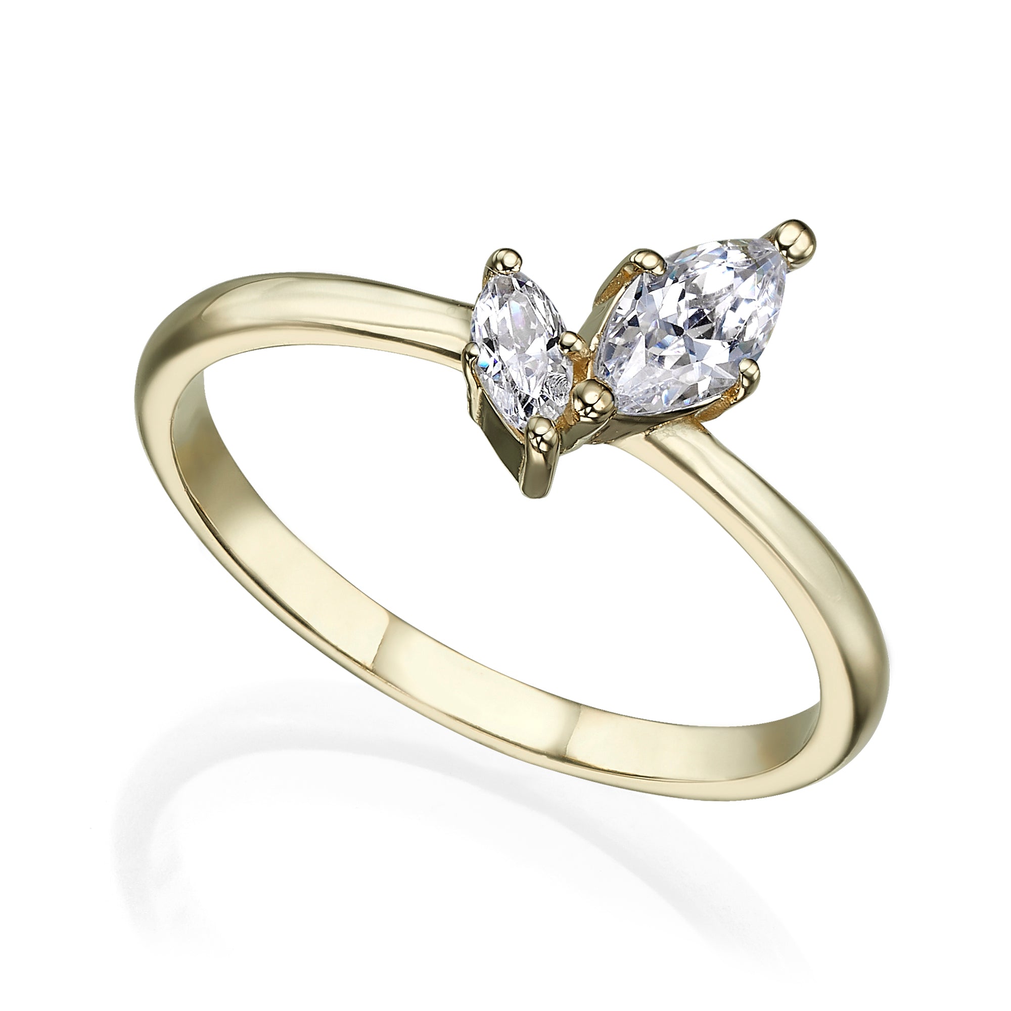 A special gold ring set with marquise-cut diamonds