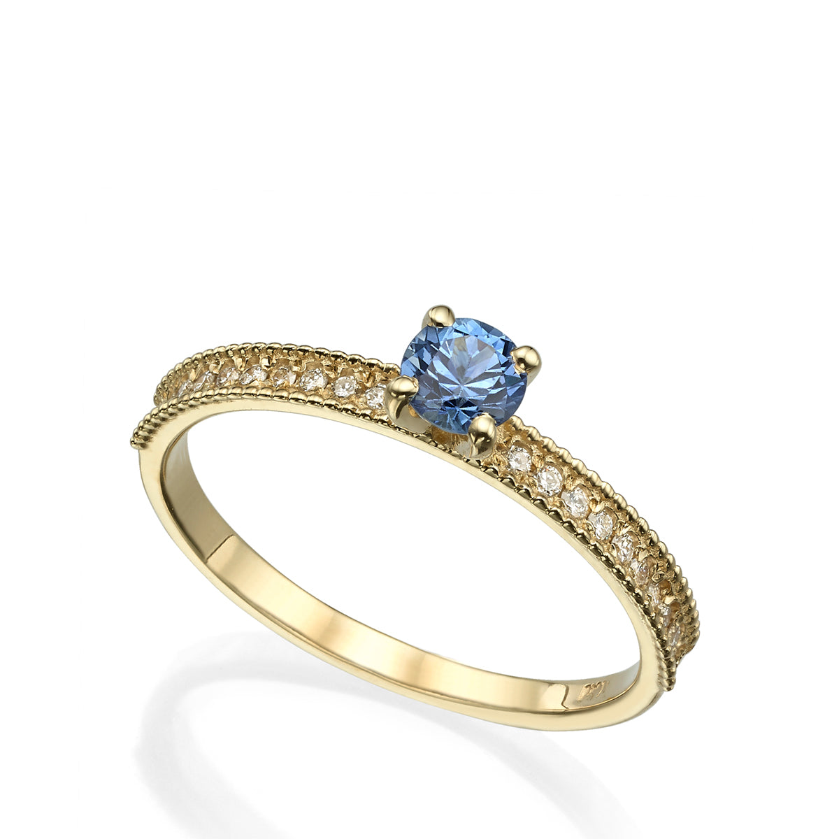 A special solitaire gold ring studded with sapphires