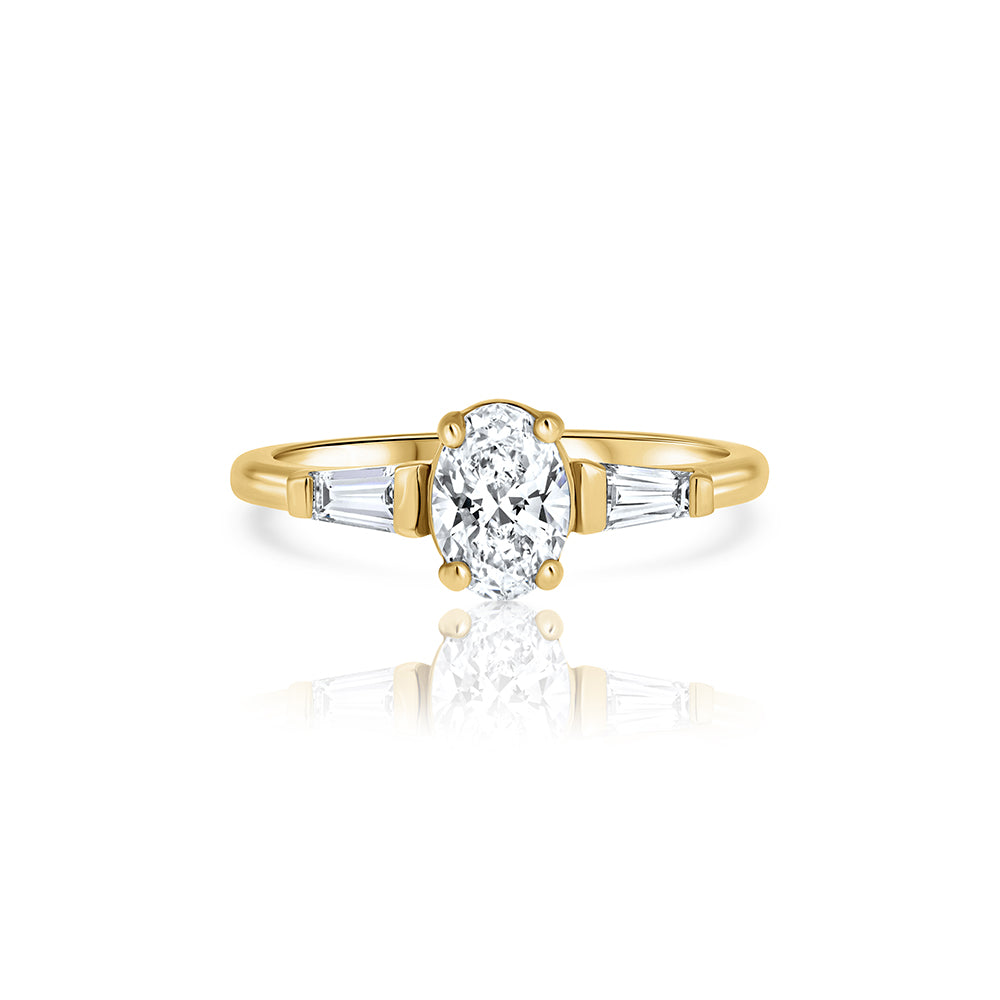 Engagement ring set with laboratory diamonds, oval central stone 0.70ct