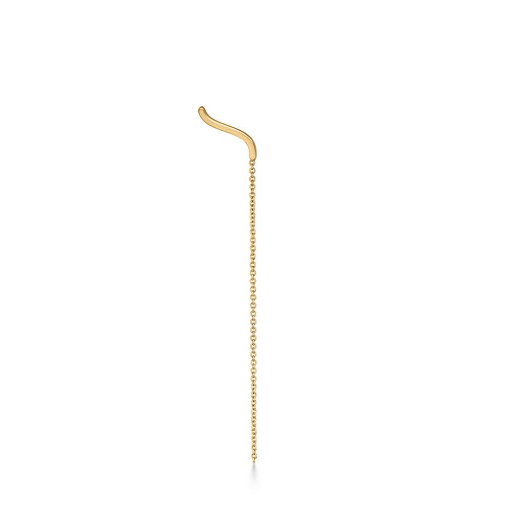 Climbing gold earring (single earring) with chain