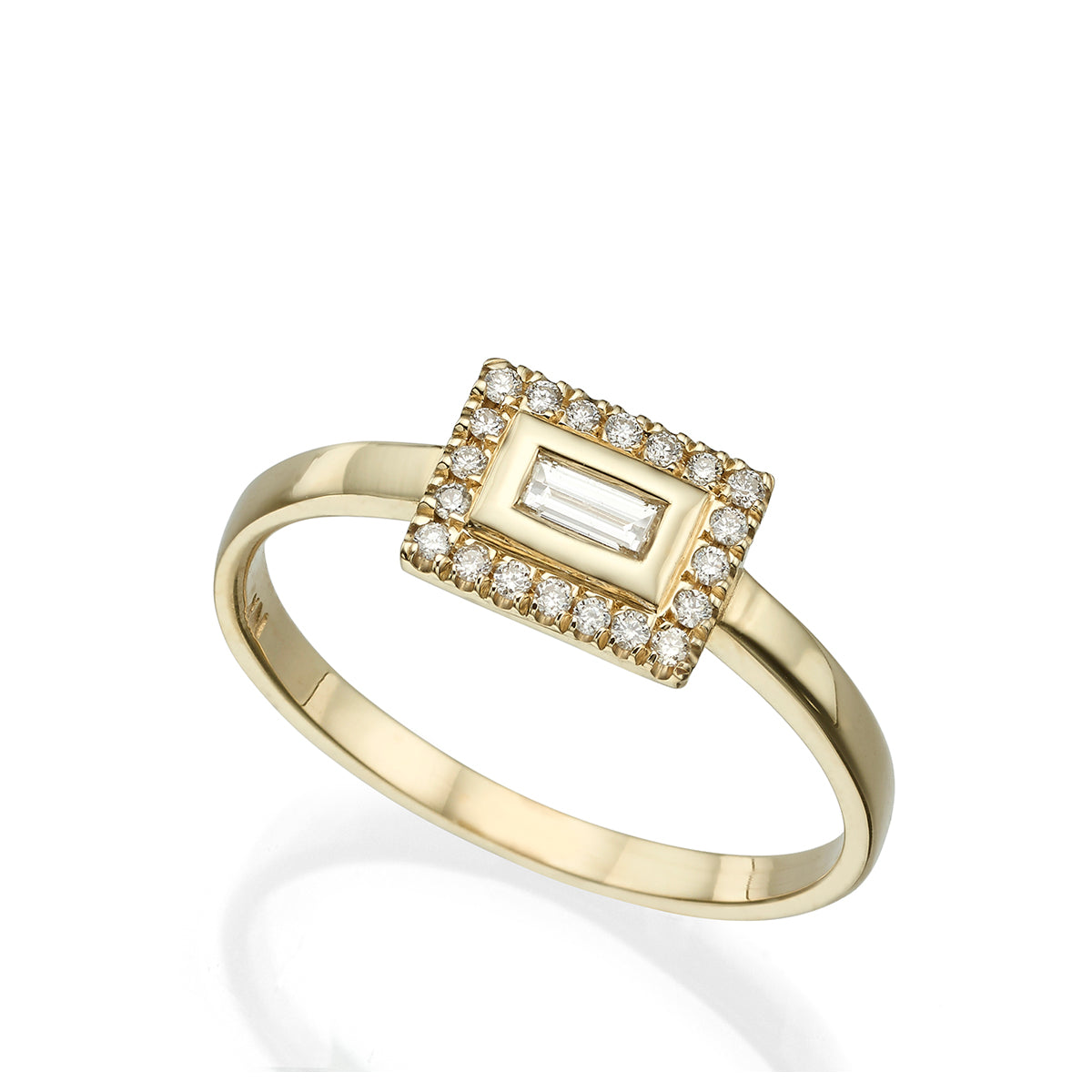 Baguette cut diamond studded gold ring