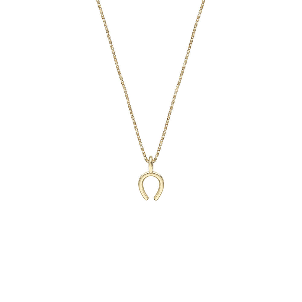 A fine gold chain with a horseshoe pendant