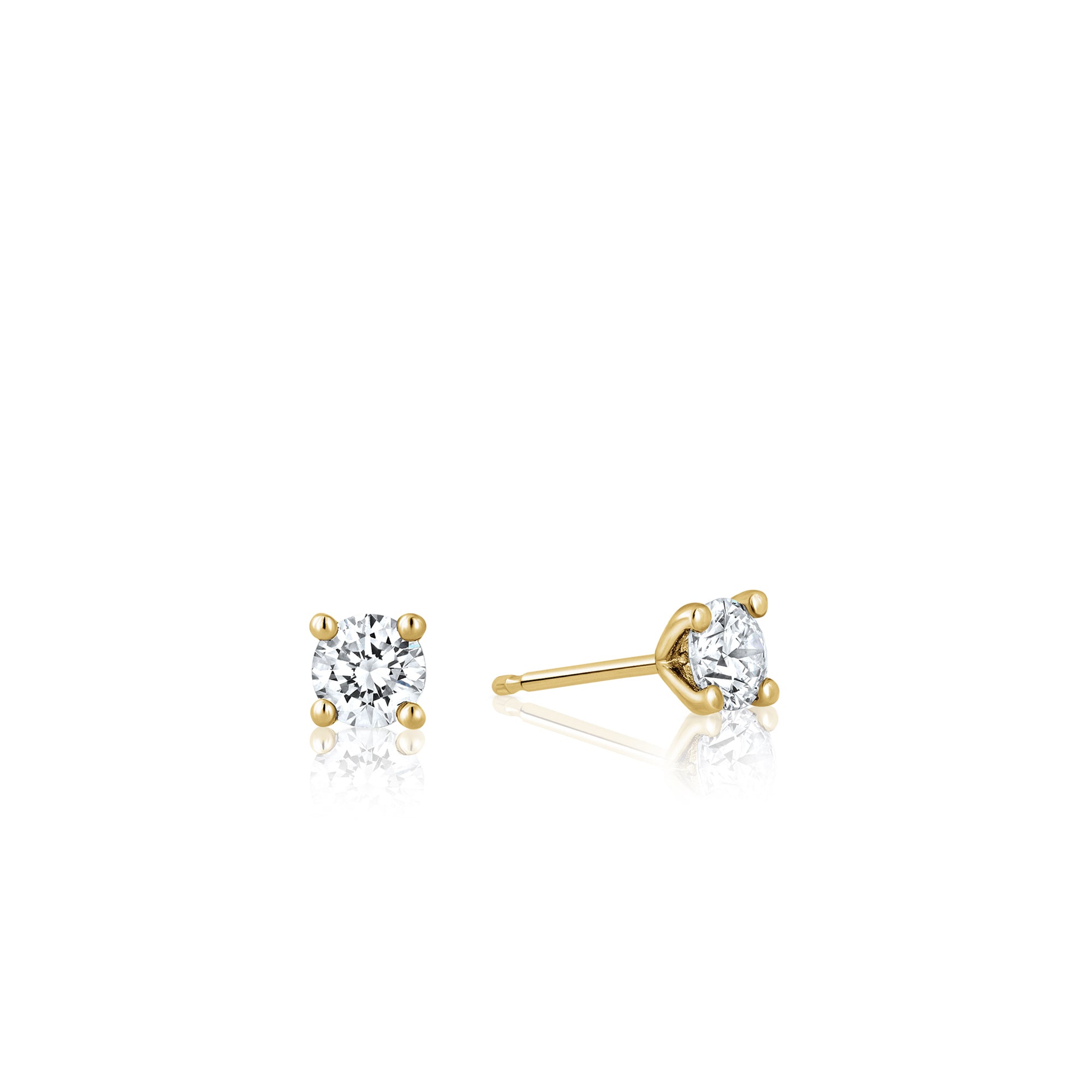 Solitaire earrings, classic tight diamond earrings studded with lab diamonds total weight 20 points