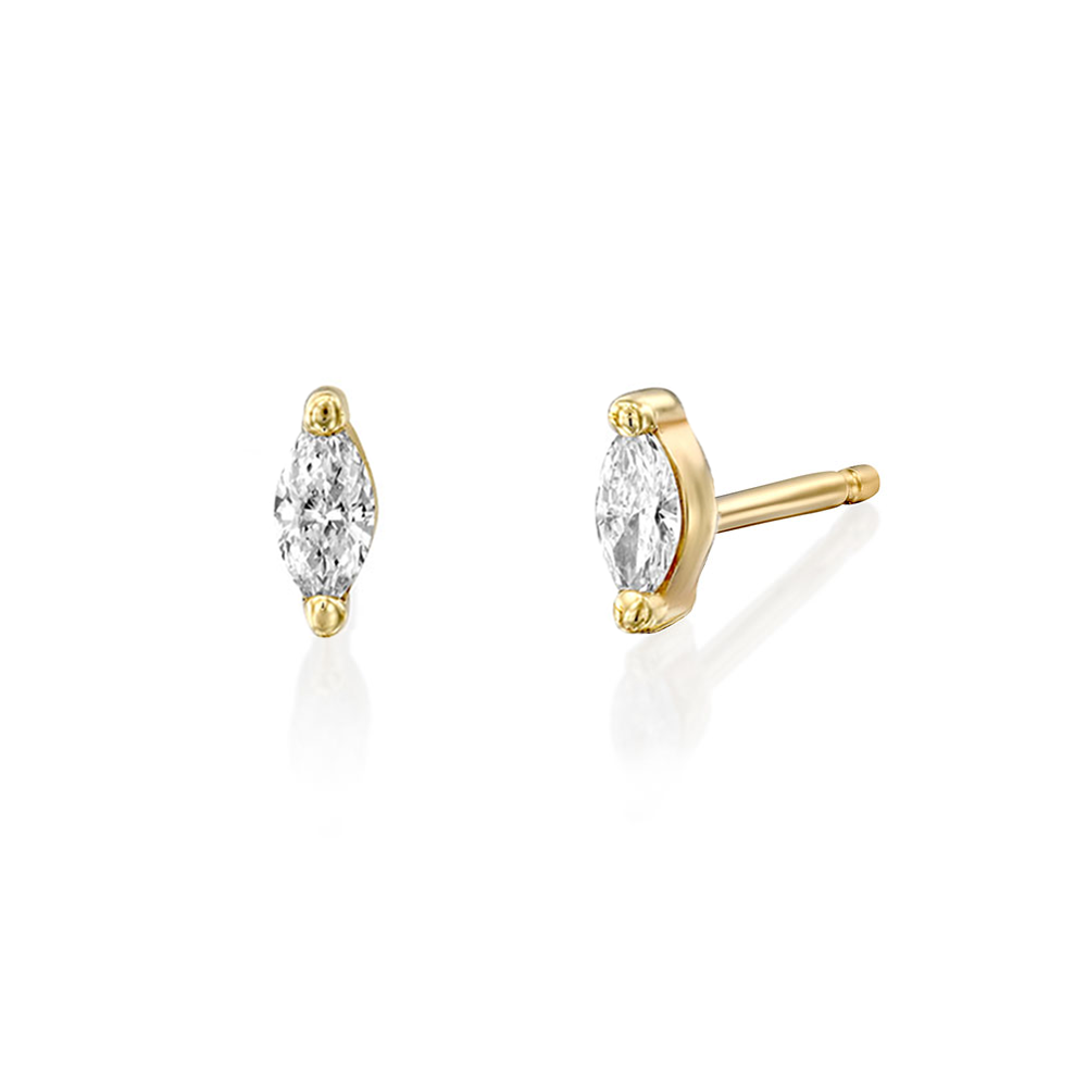 Marquise-cut diamond earrings (14 points) with teeth inlay