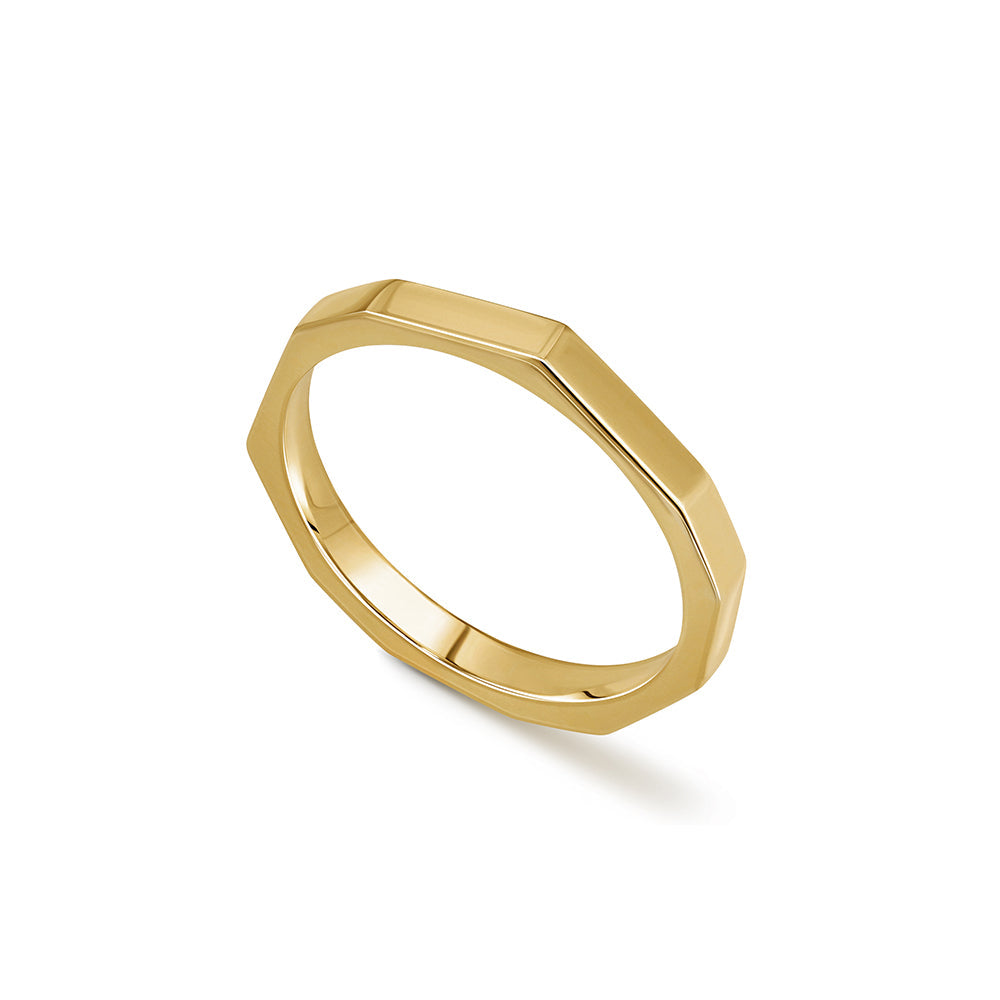 Wedding ring with flat ribs, wedding ring for man and woman, geometric design ring