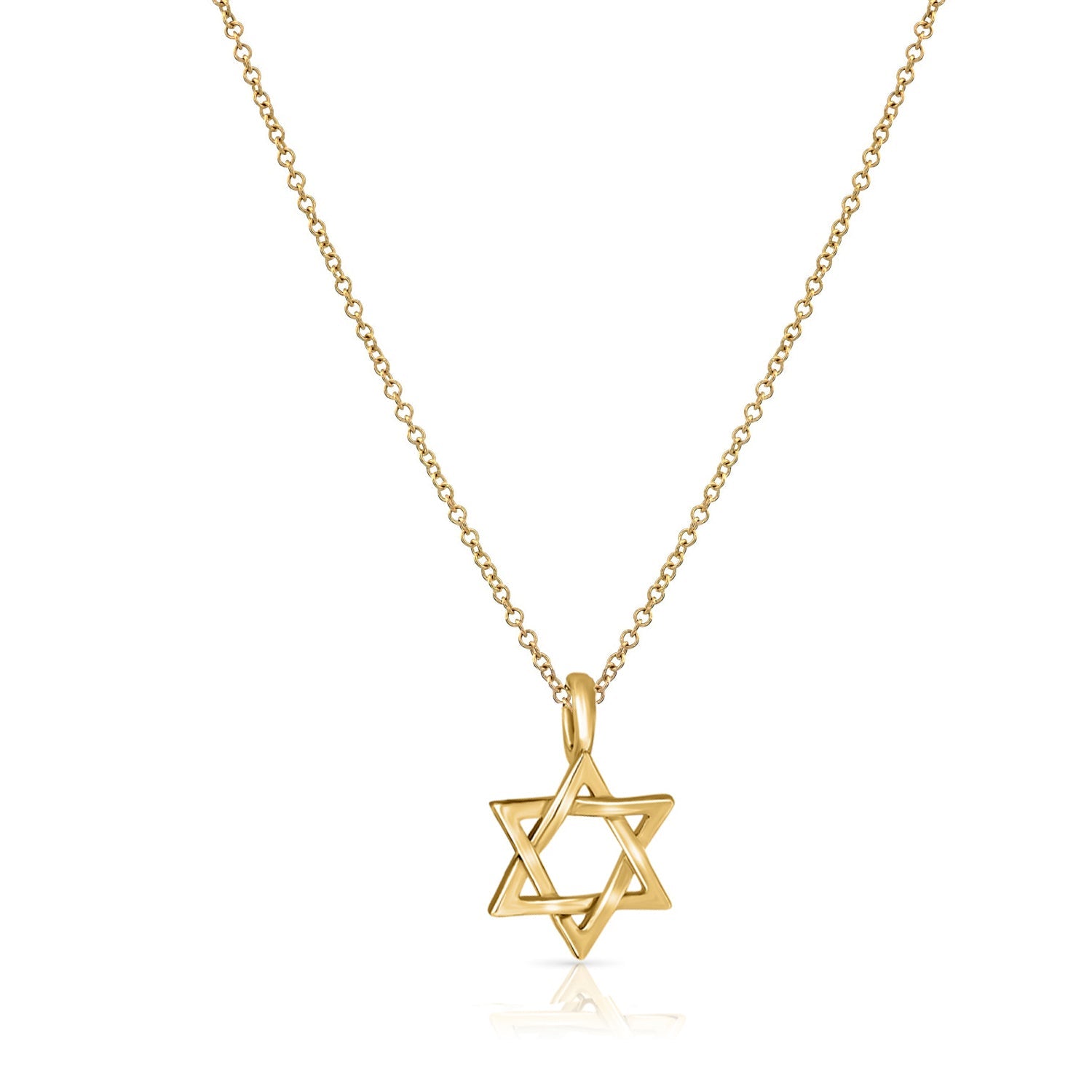 Star of David gold necklace for men and women, 13 millimeters wide, 14 carat gold