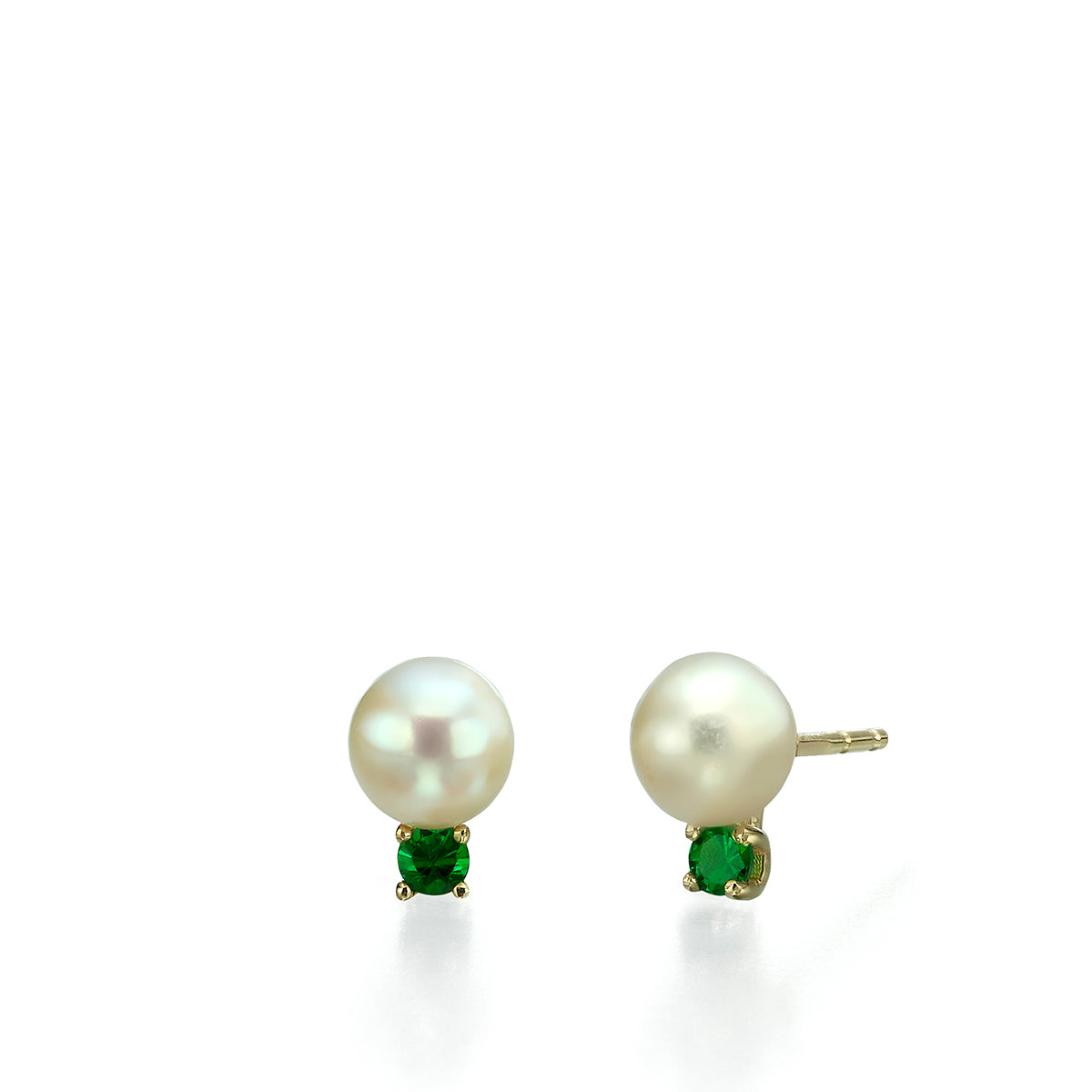Studded pearl and emerald earrings