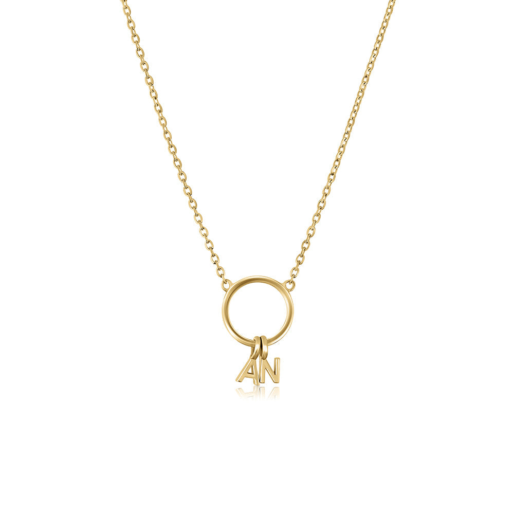 A special gold chain with letters. Name necklace for man and woman