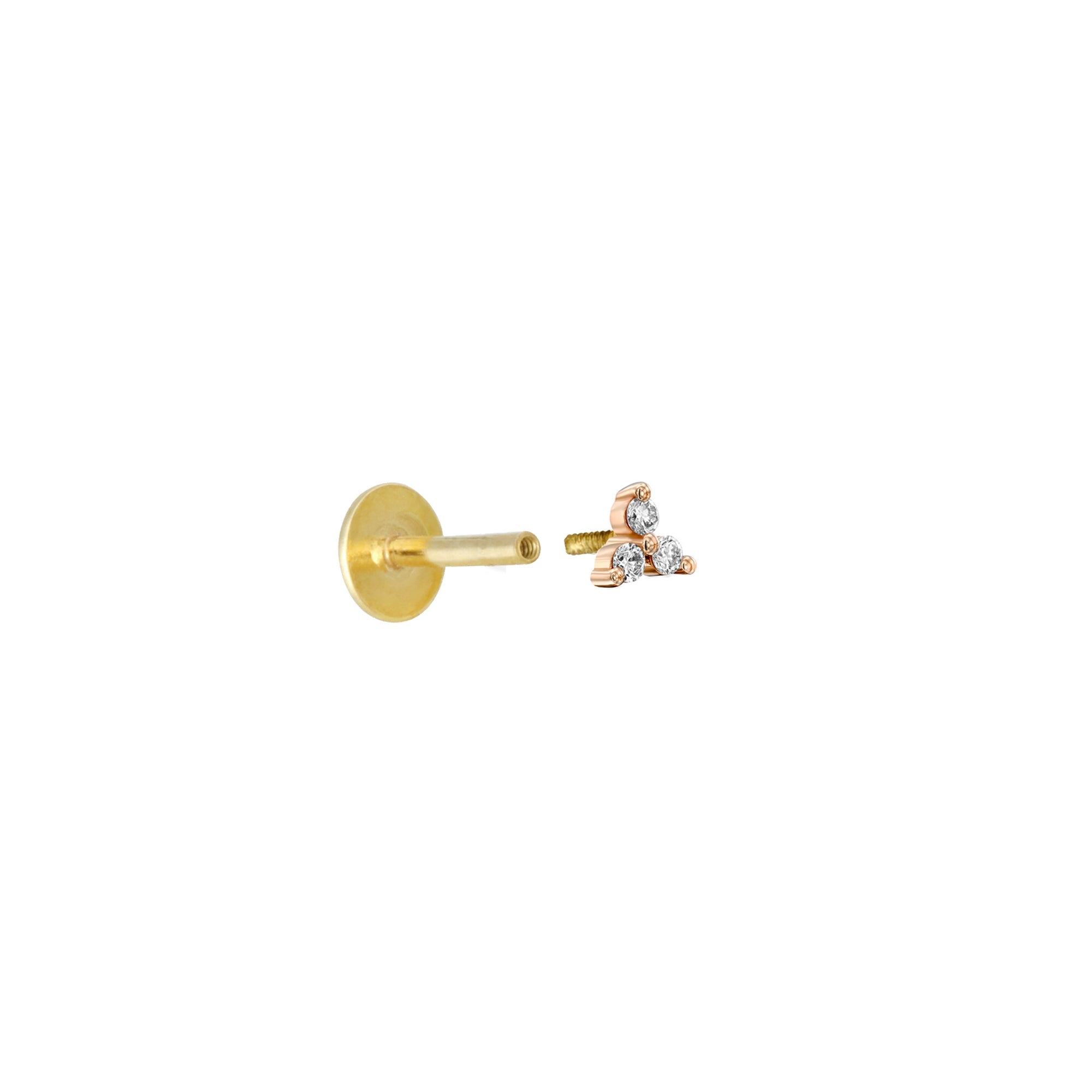 The gold helix / tragus set with 3 tiny diamonds