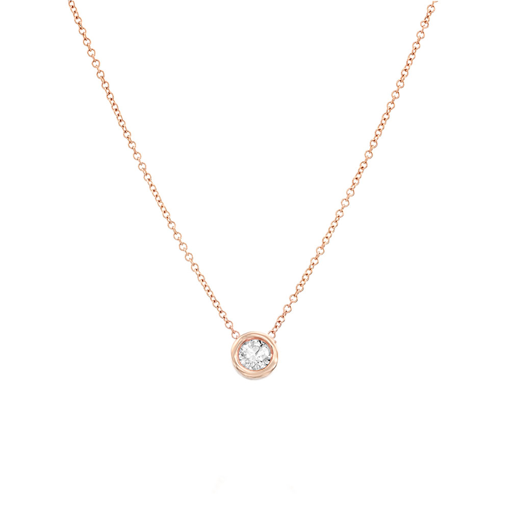 Gold necklace with a 0.20ct cup-set diamond pendant