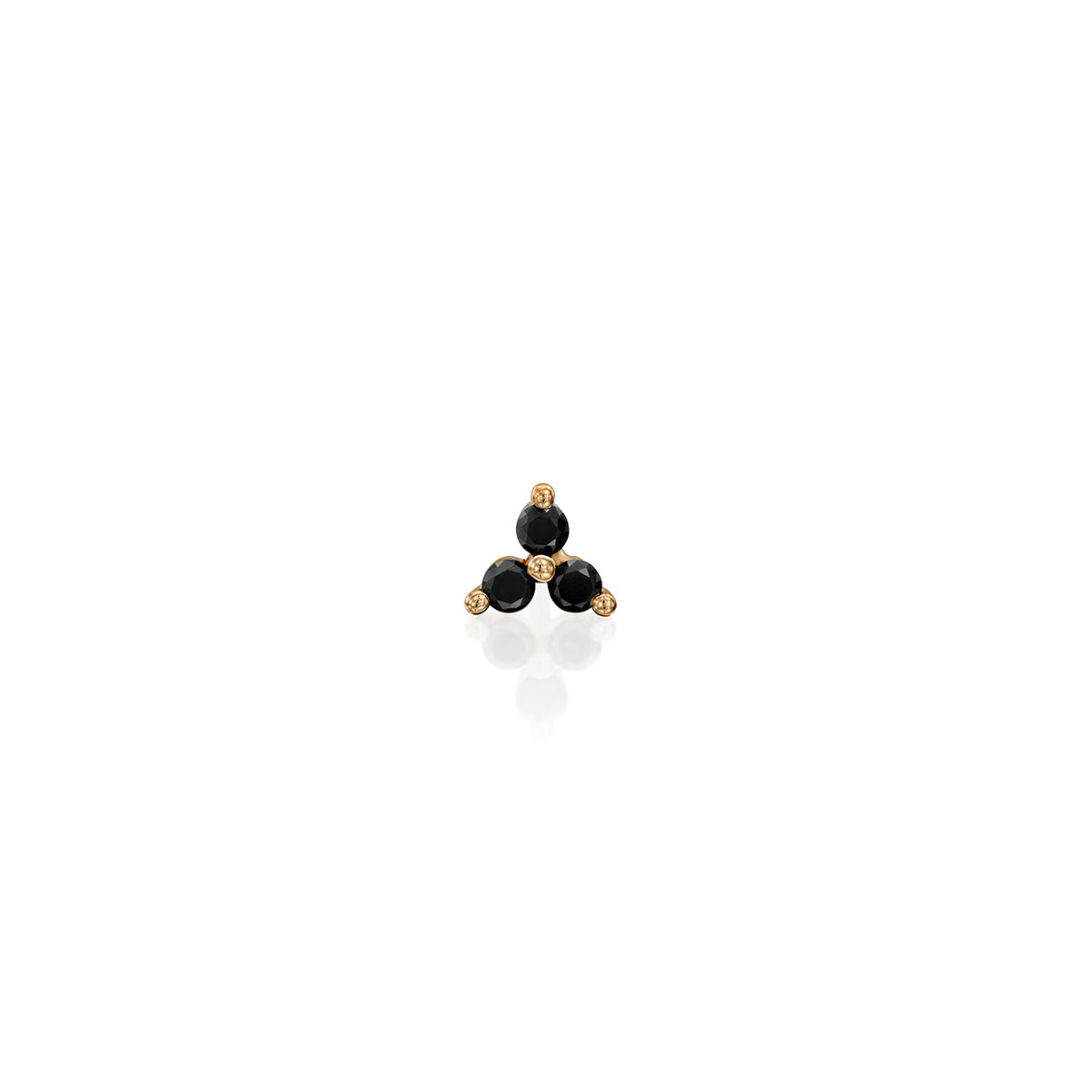The helix / tragus gold in a special design set with 3 black diamonds