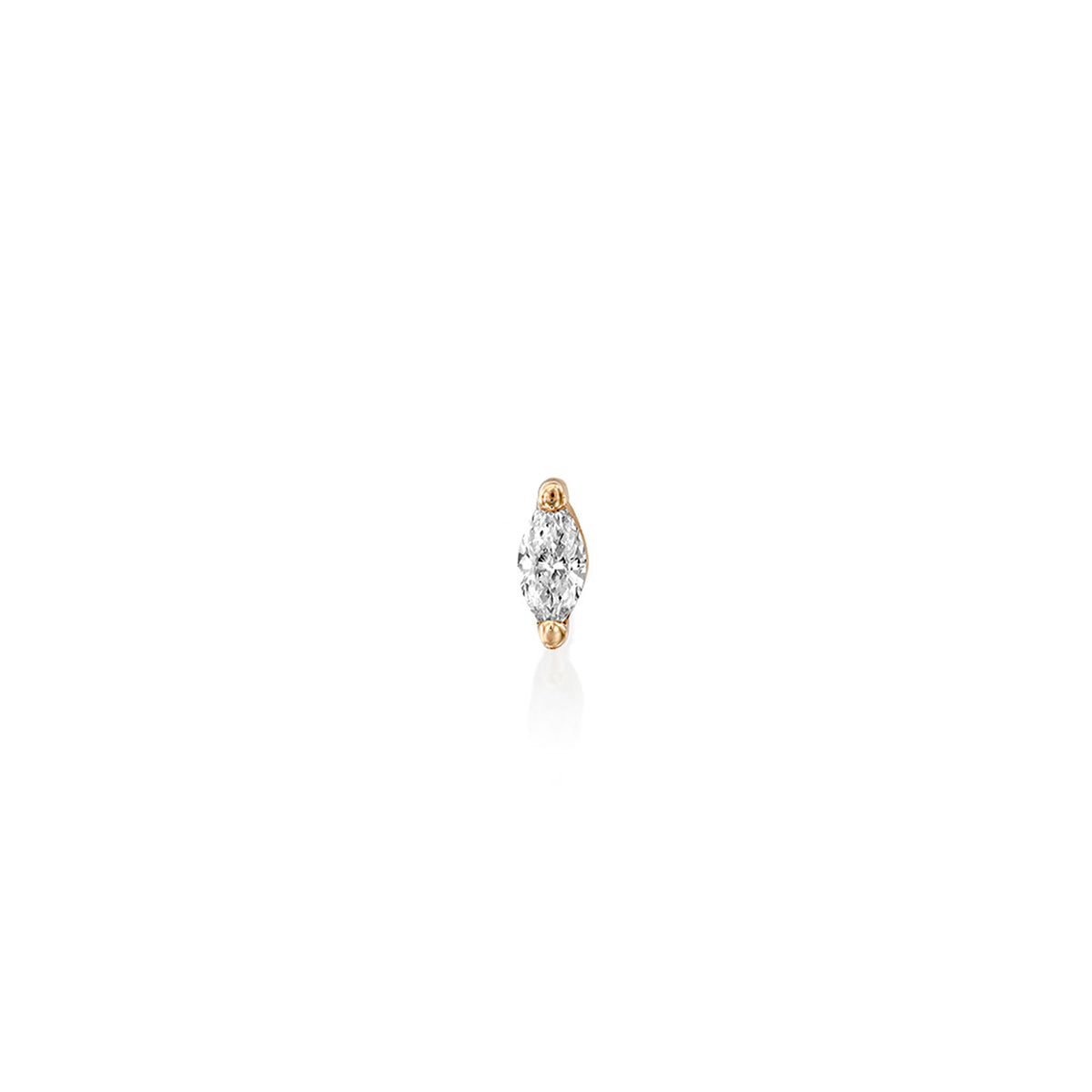 The helix / tragus gold set with a diamond in a gold frame with a 5-point marquise cut
