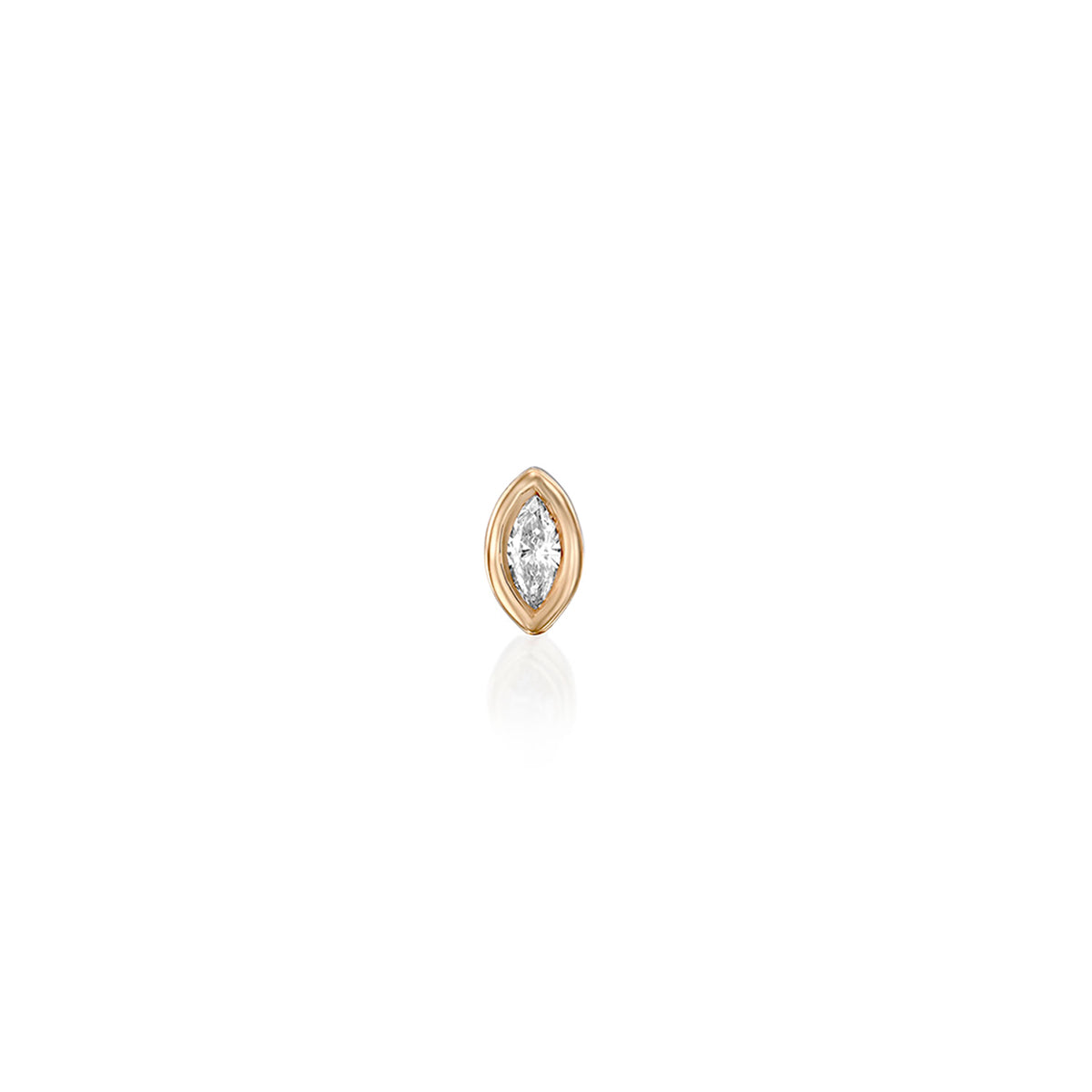 The helix / tragus gold inlaid with a 5-point marquise-cut diamond