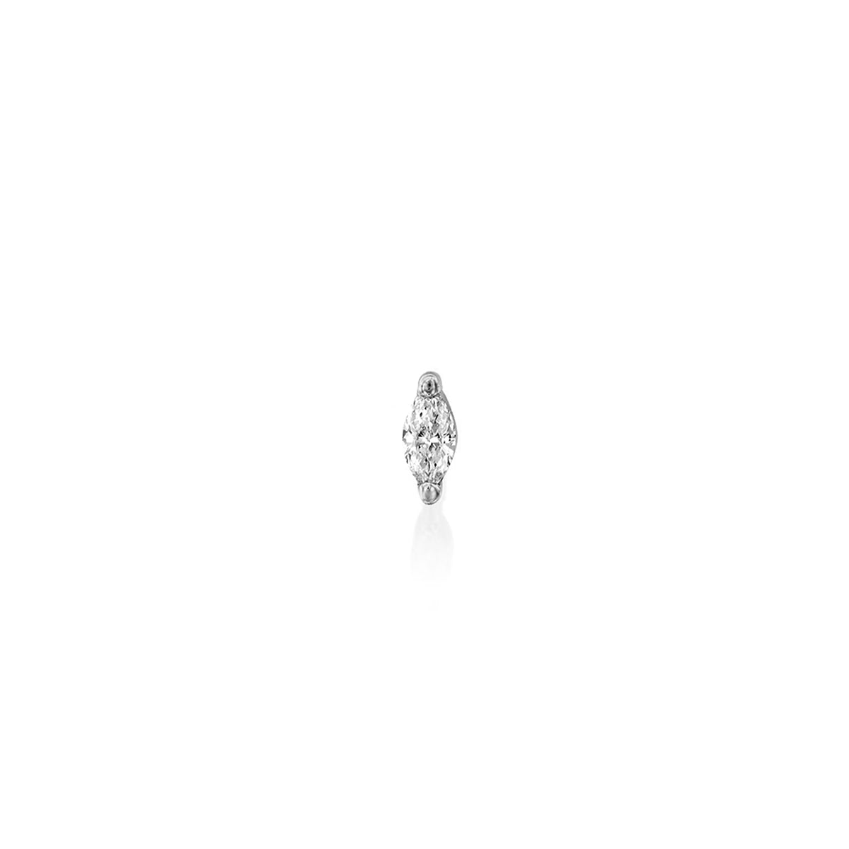 The helix / tragus gold set with a diamond in a gold frame with a 5-point marquise cut
