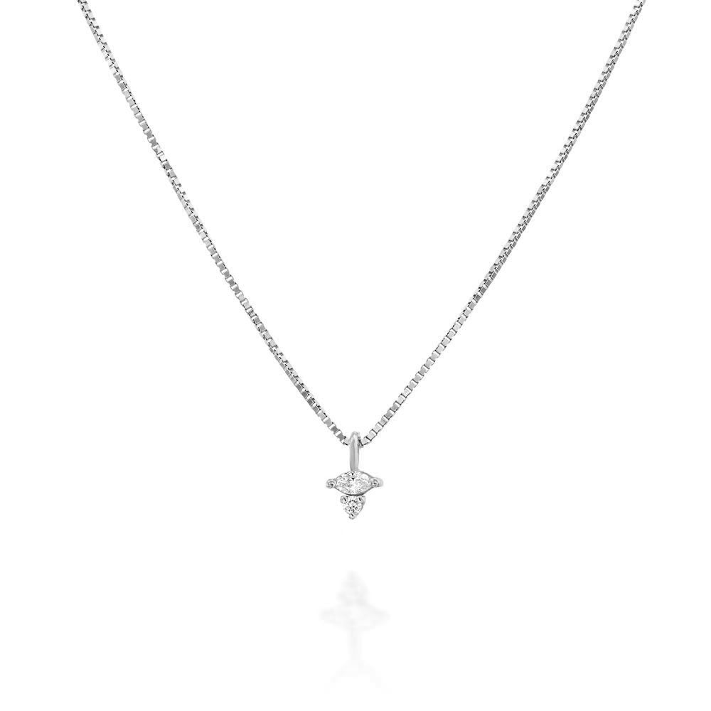 Fine gold chain with a diamond pendant combined with a marquise-cut diamond (5 points) and a round diamond