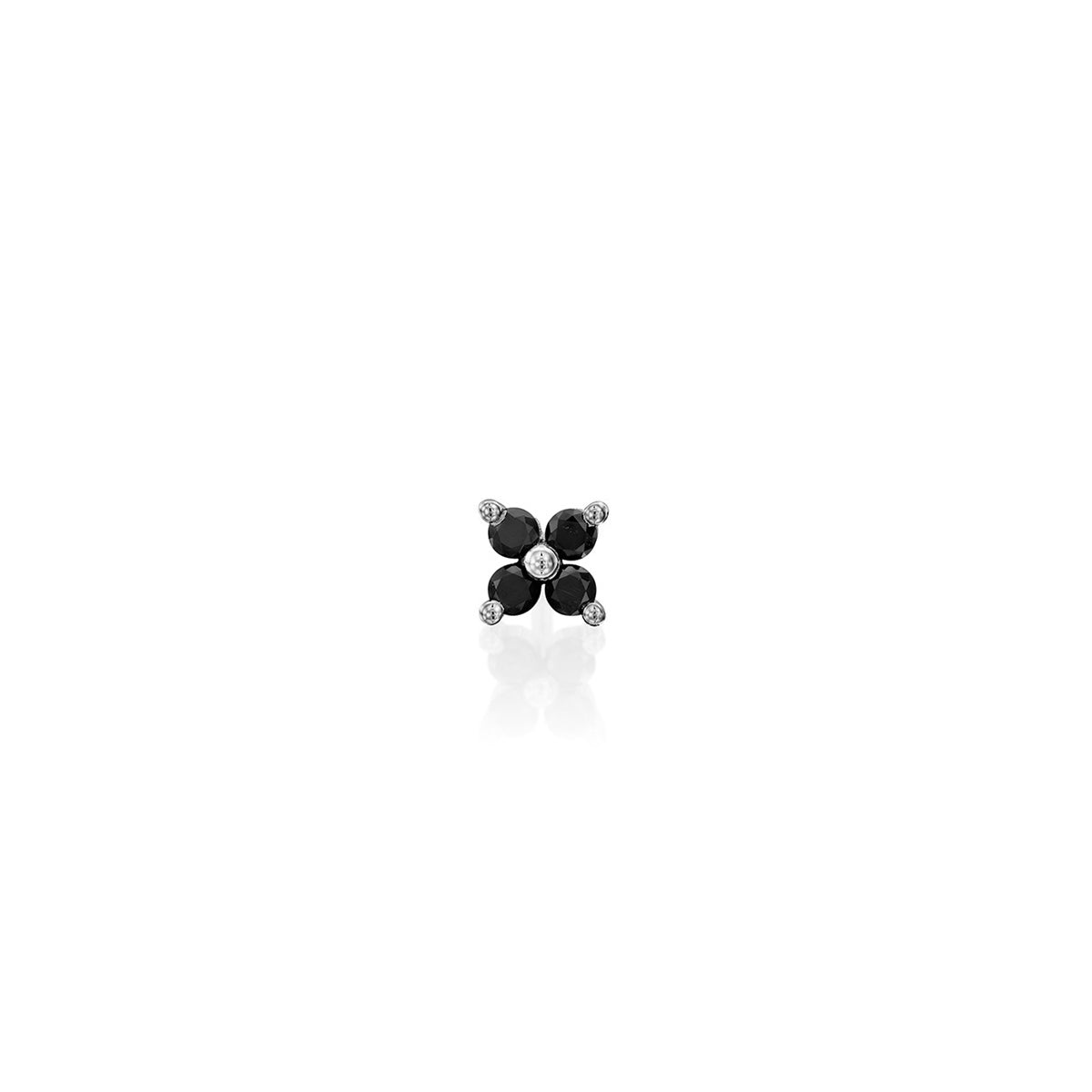 The helix / tragus special gold set with 4 black diamonds in the shape of a flower