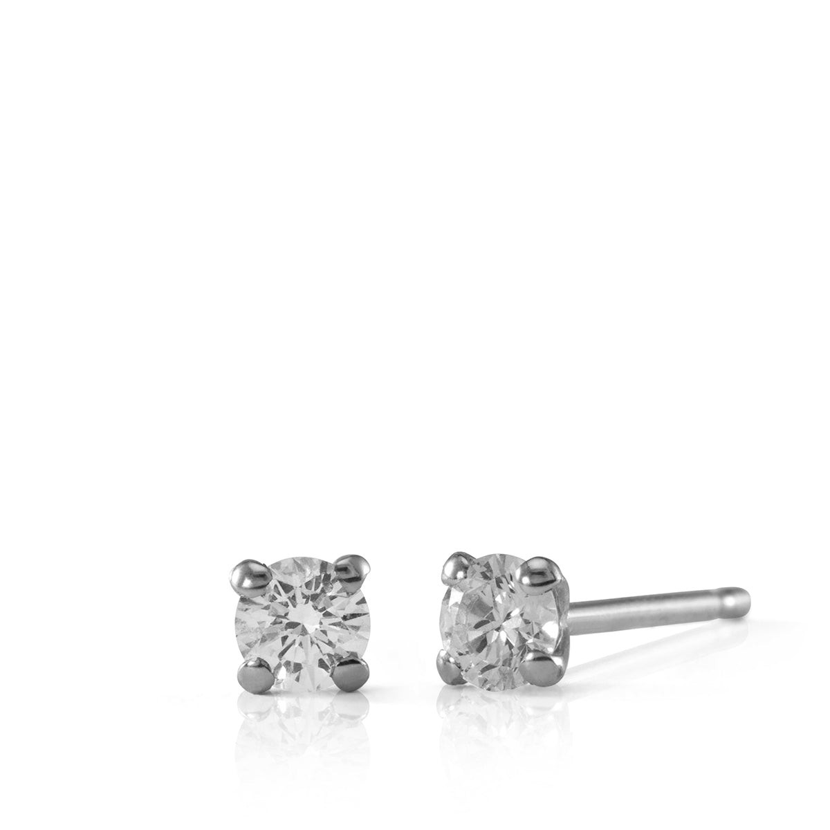 Solitaire earrings, classic tight diamond earrings studded with laboratory diamonds, total weight 40 points