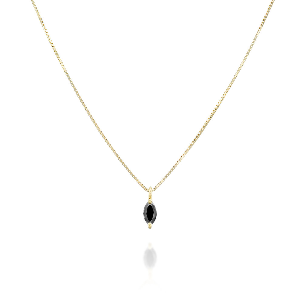 Solitaire necklace, marquise-cut black diamond (15 pts)