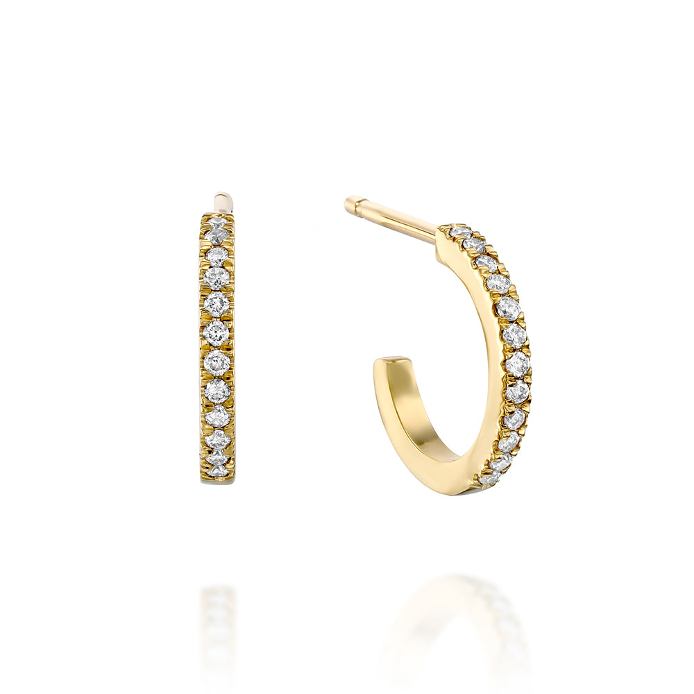 Classic small hoop earrings studded with white diamonds