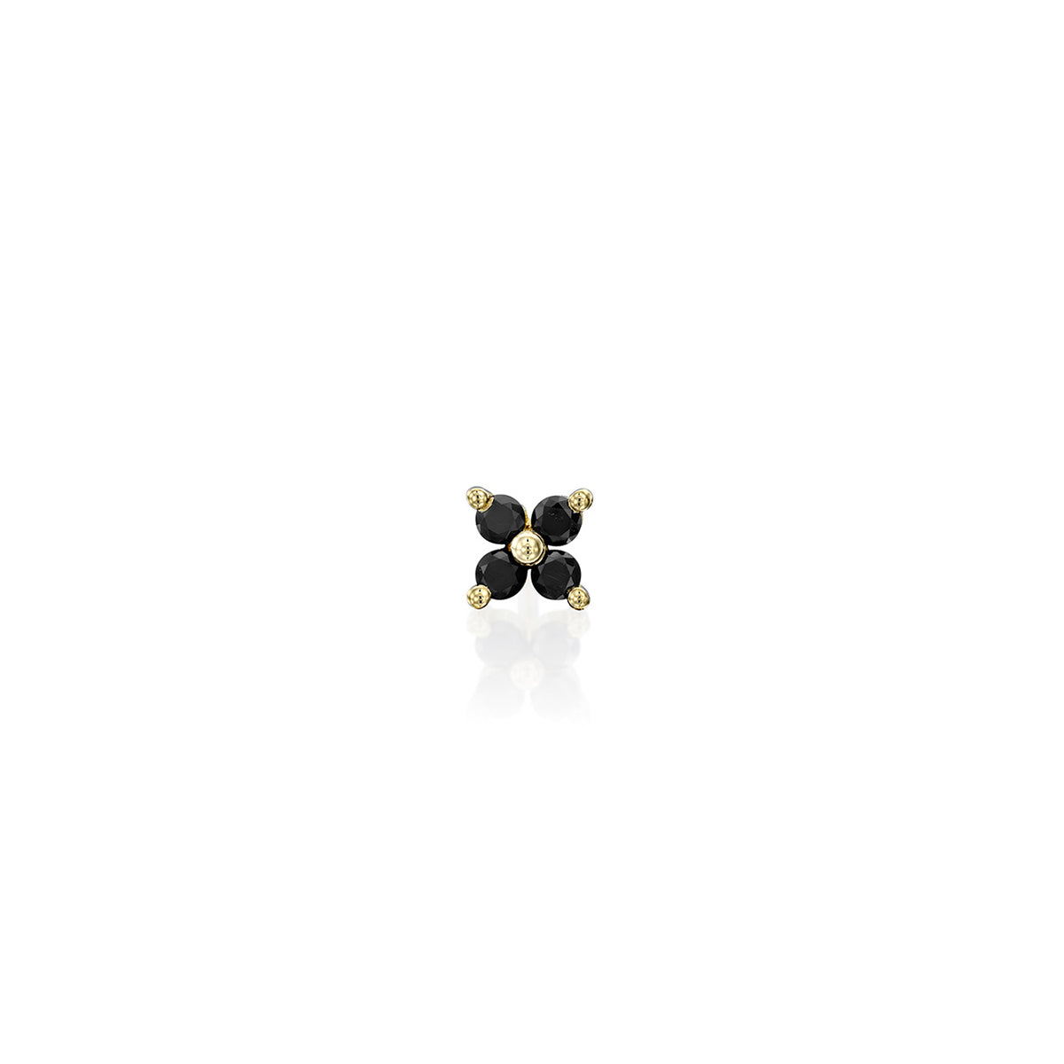 The helix / tragus special gold set with 4 black diamonds in the shape of a flower