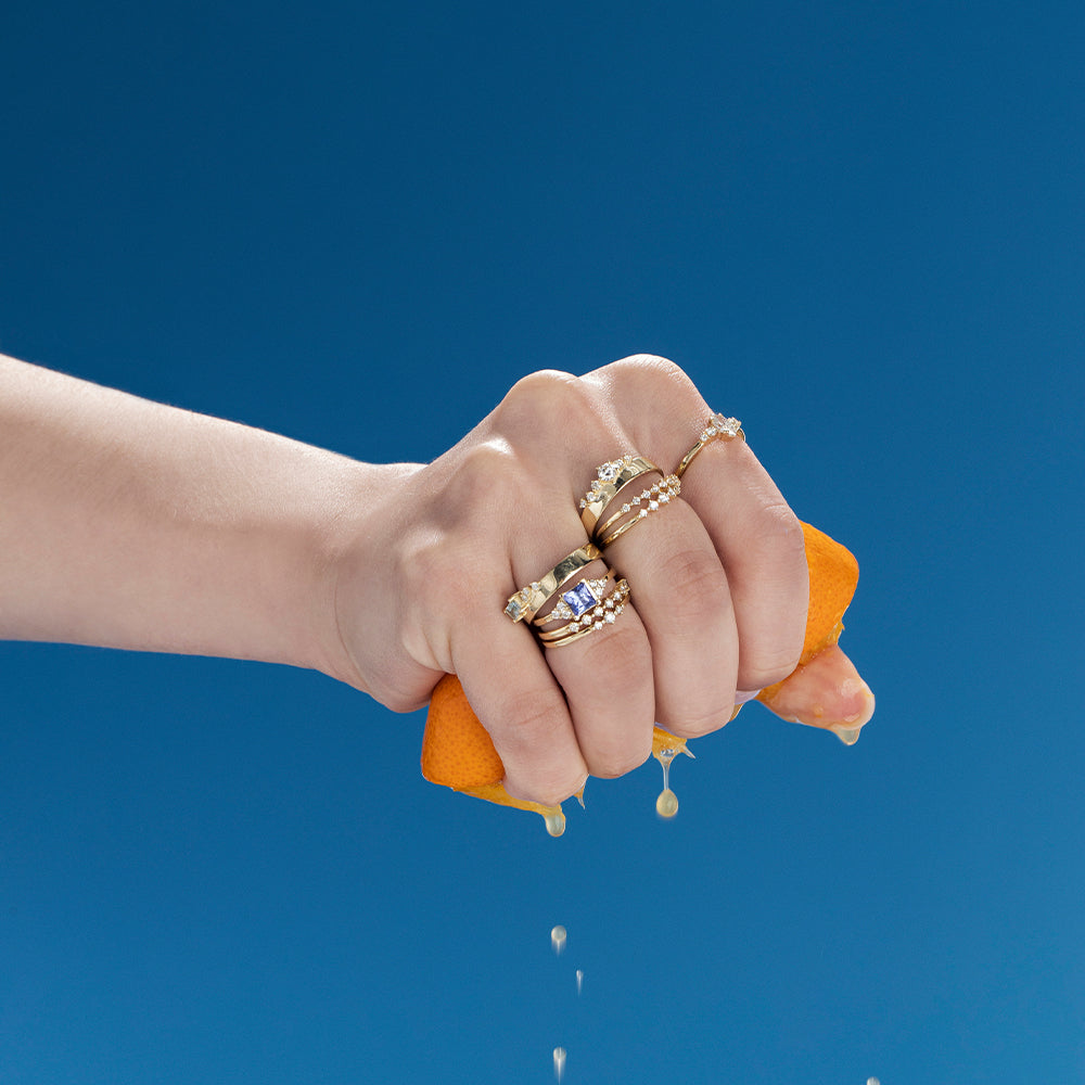 A fine diamond ring set with 3 diamonds in a special setting