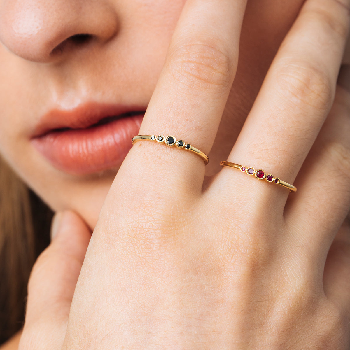 Delicate black diamond ring