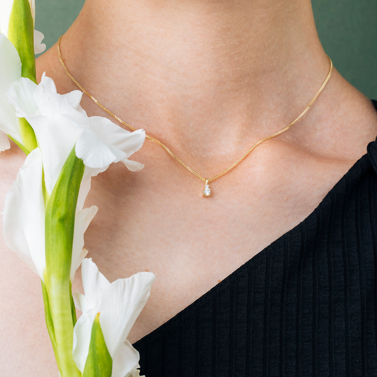 Classic two diamond necklace