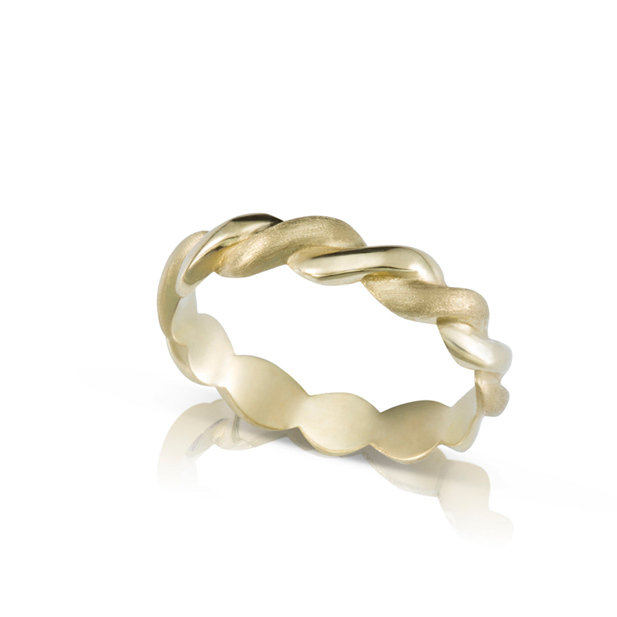 Braided gold ring / rope width 4 mm