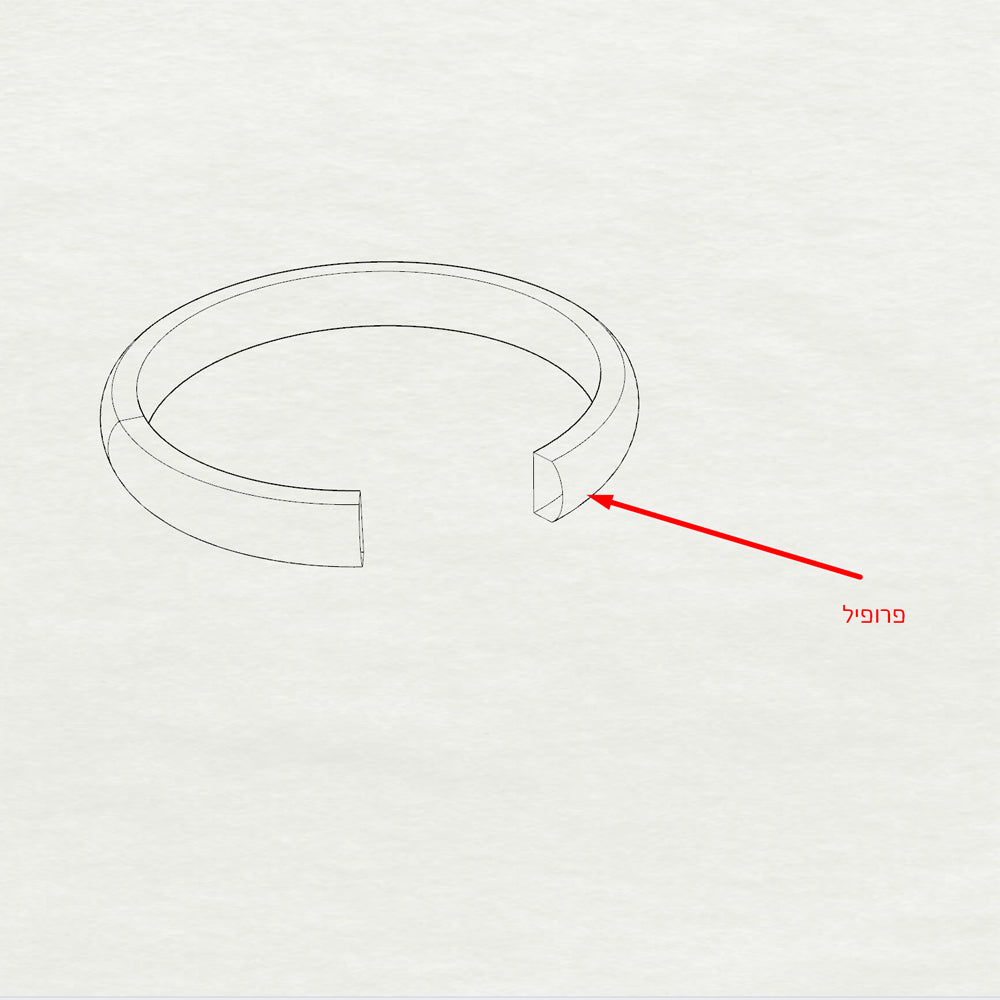 A wedding ring with a special semi-circular profile