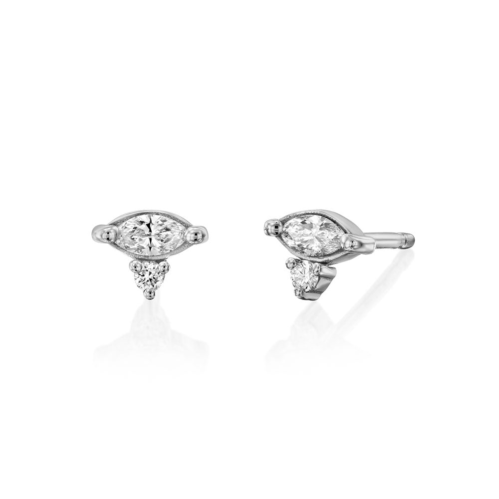 Special attached diamond earrings in marquise cut (14 points) and circle