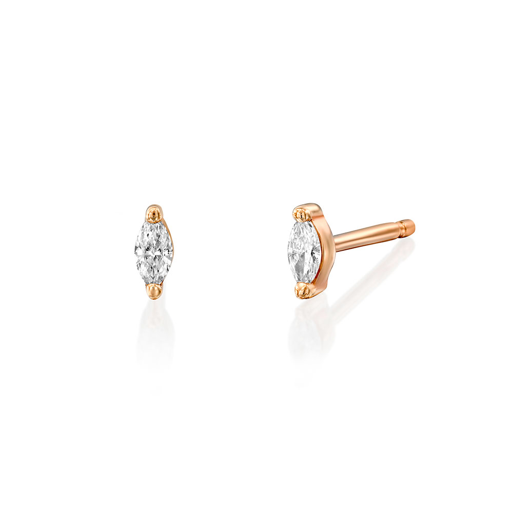 Marquise-cut gold and diamond earrings with teeth (10 points)