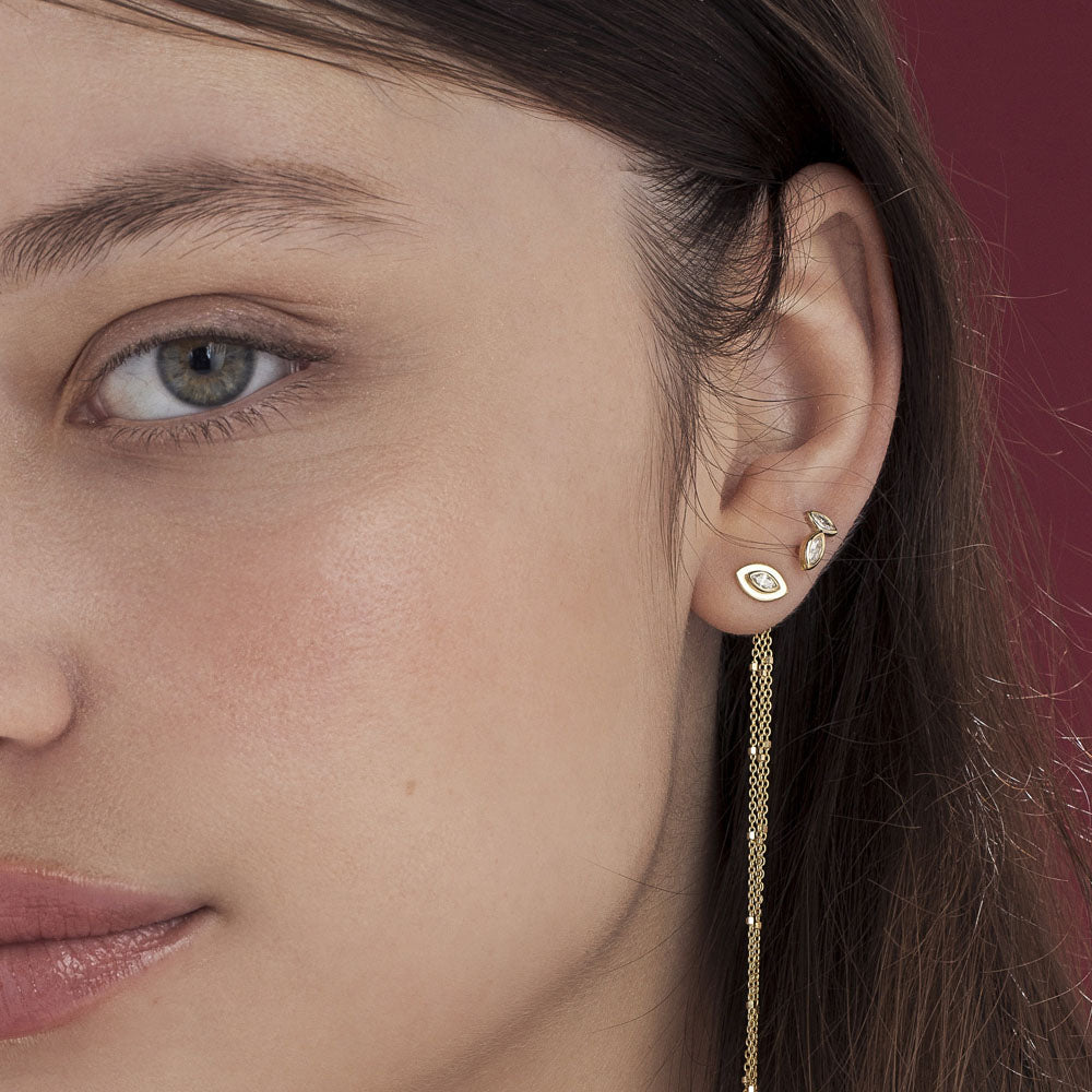 Marquise-cut diamond earrings (14 points) in cup setting