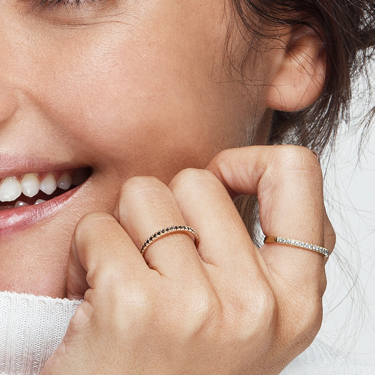 Black diamond band ring