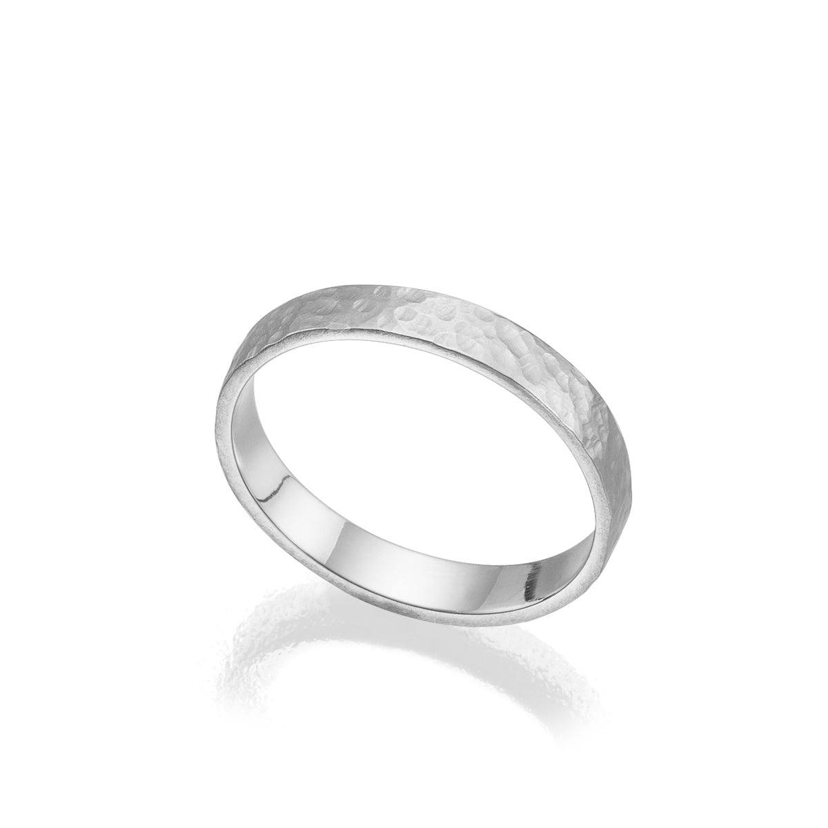 Wedding ring for man and woman: 3 mm hammered gold ring
