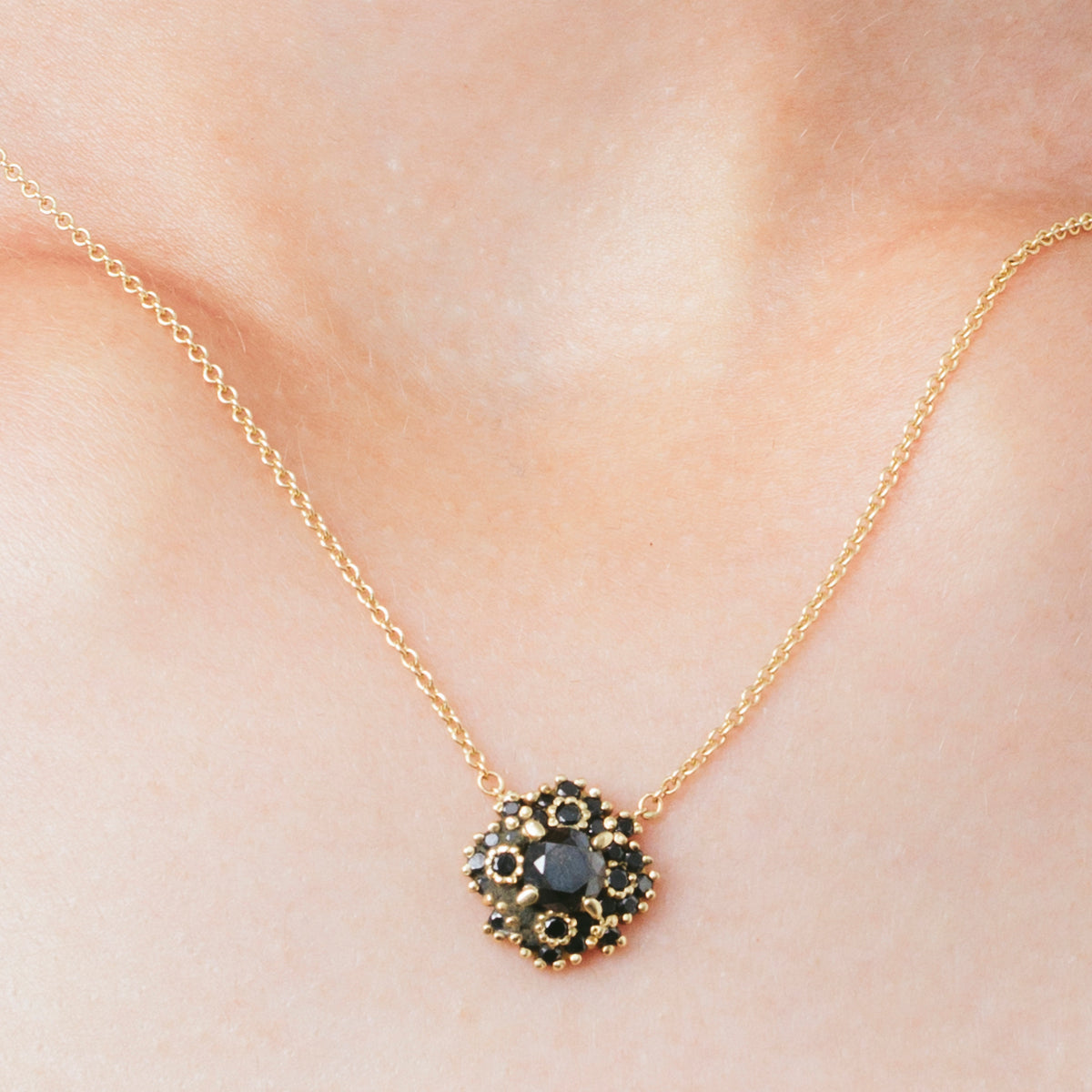 Impressive and special black diamond necklace