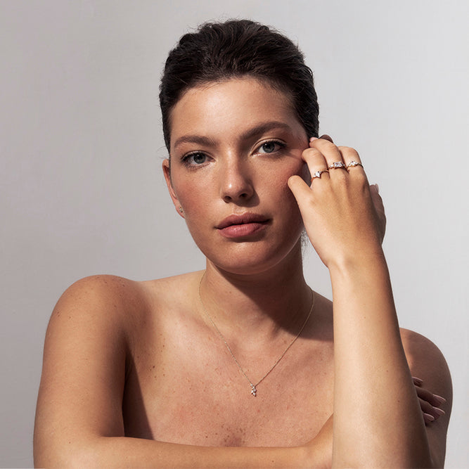 Gold chain with leaf pendant set with marquise-cut diamonds