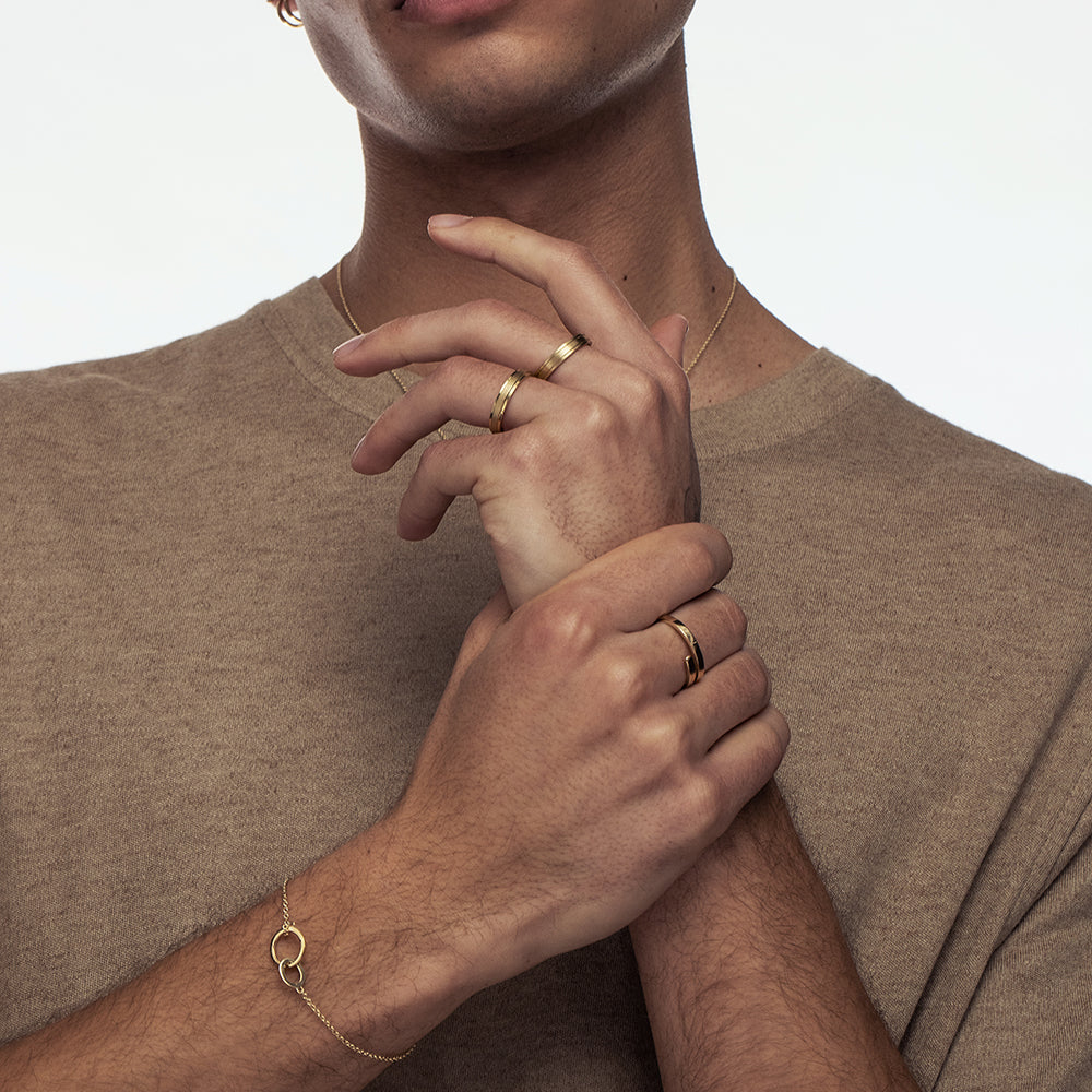 Gold bracelet with integrated loops, for man and woman