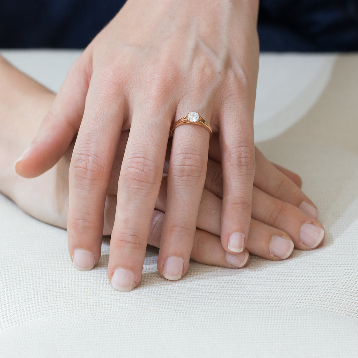 Engagement ring, solitaire ring set with half carat lab diamond