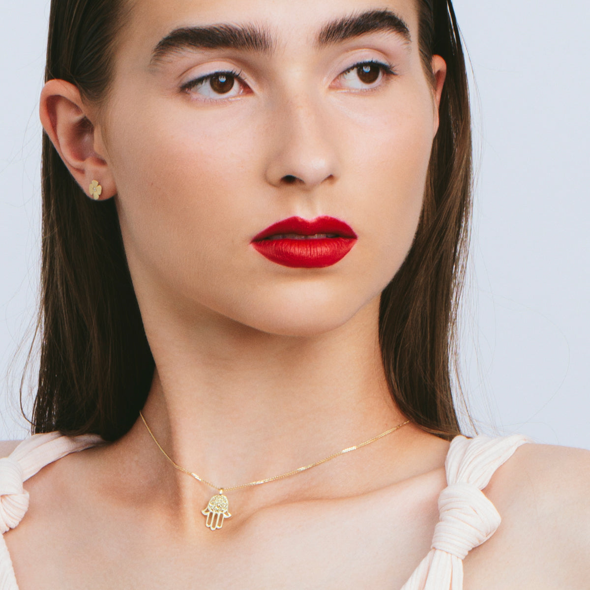 Gold studded flower earrings