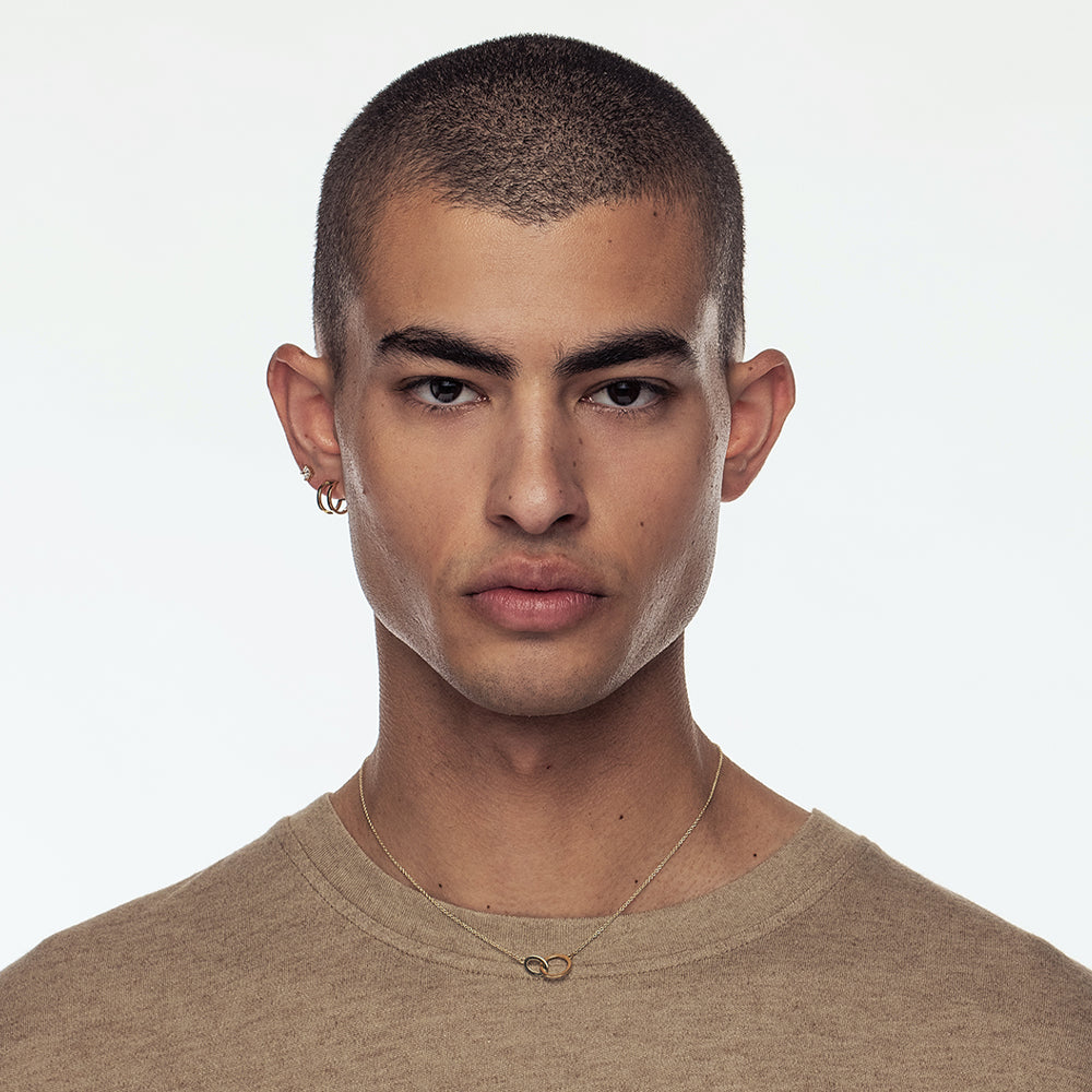 Double gold hoops for man and woman