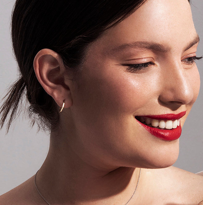 Small tight geometric hoop earrings