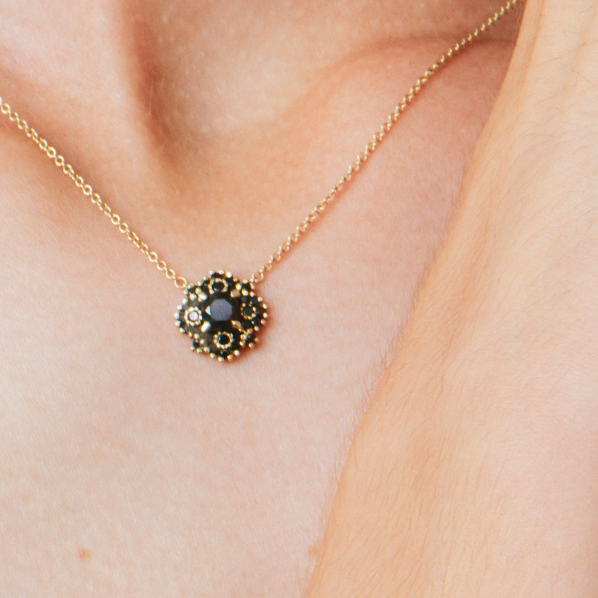 Impressive and special black diamond necklace