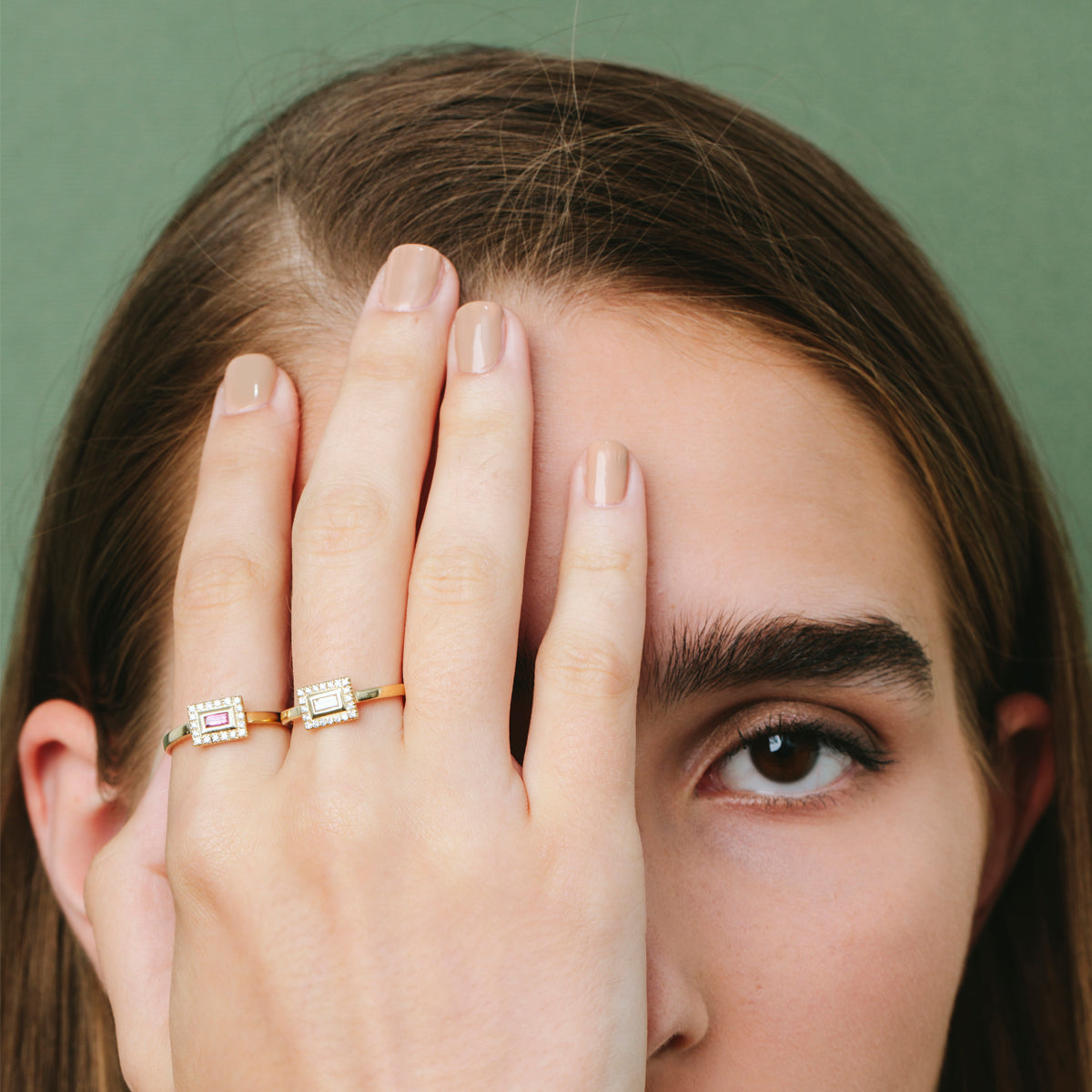 Baguette cut diamond studded gold ring