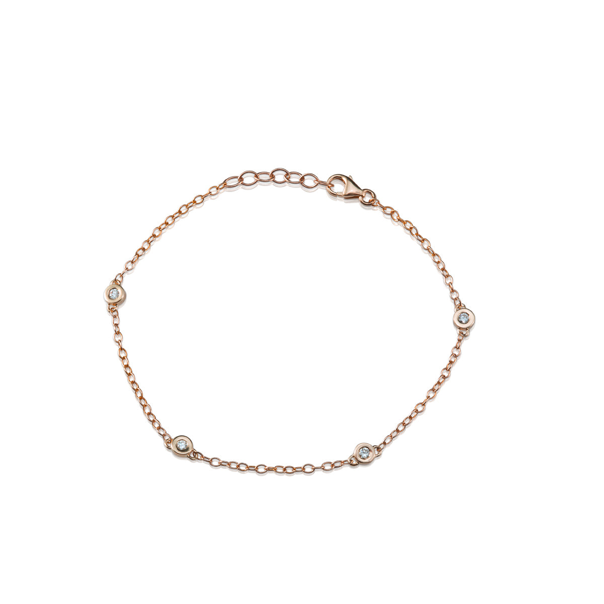 Gold bracelet studded with 4 diamonds