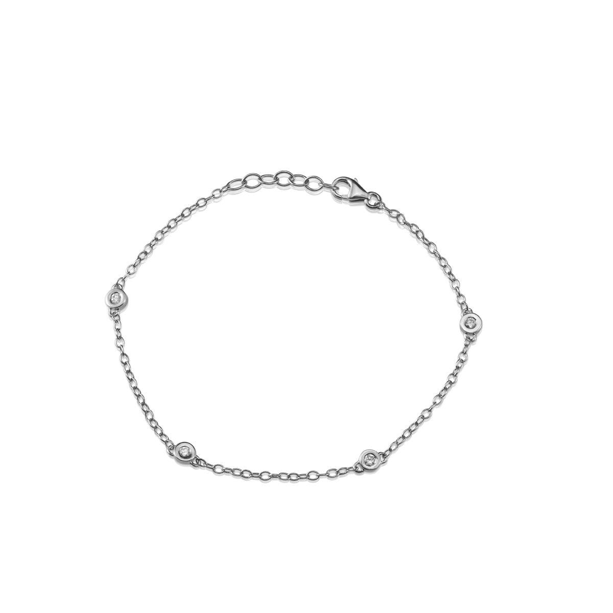 Gold bracelet studded with 4 diamonds