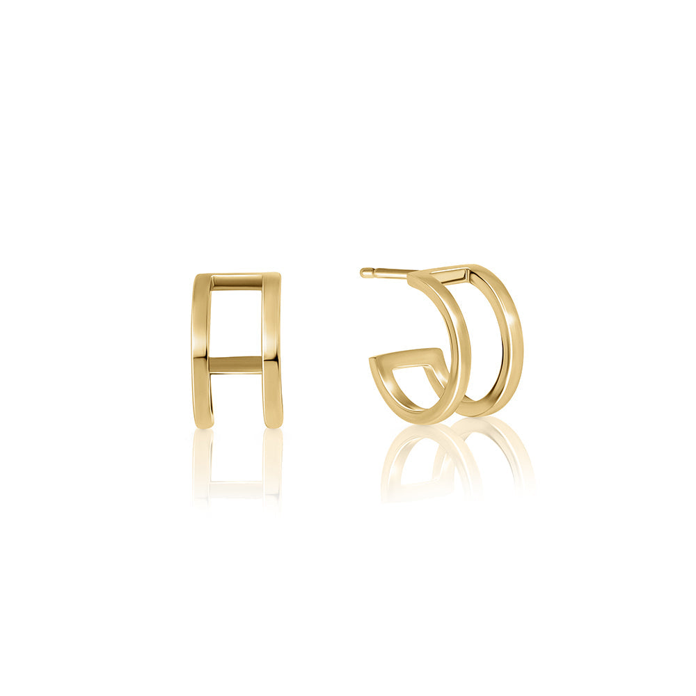 Double gold hoops for man and woman