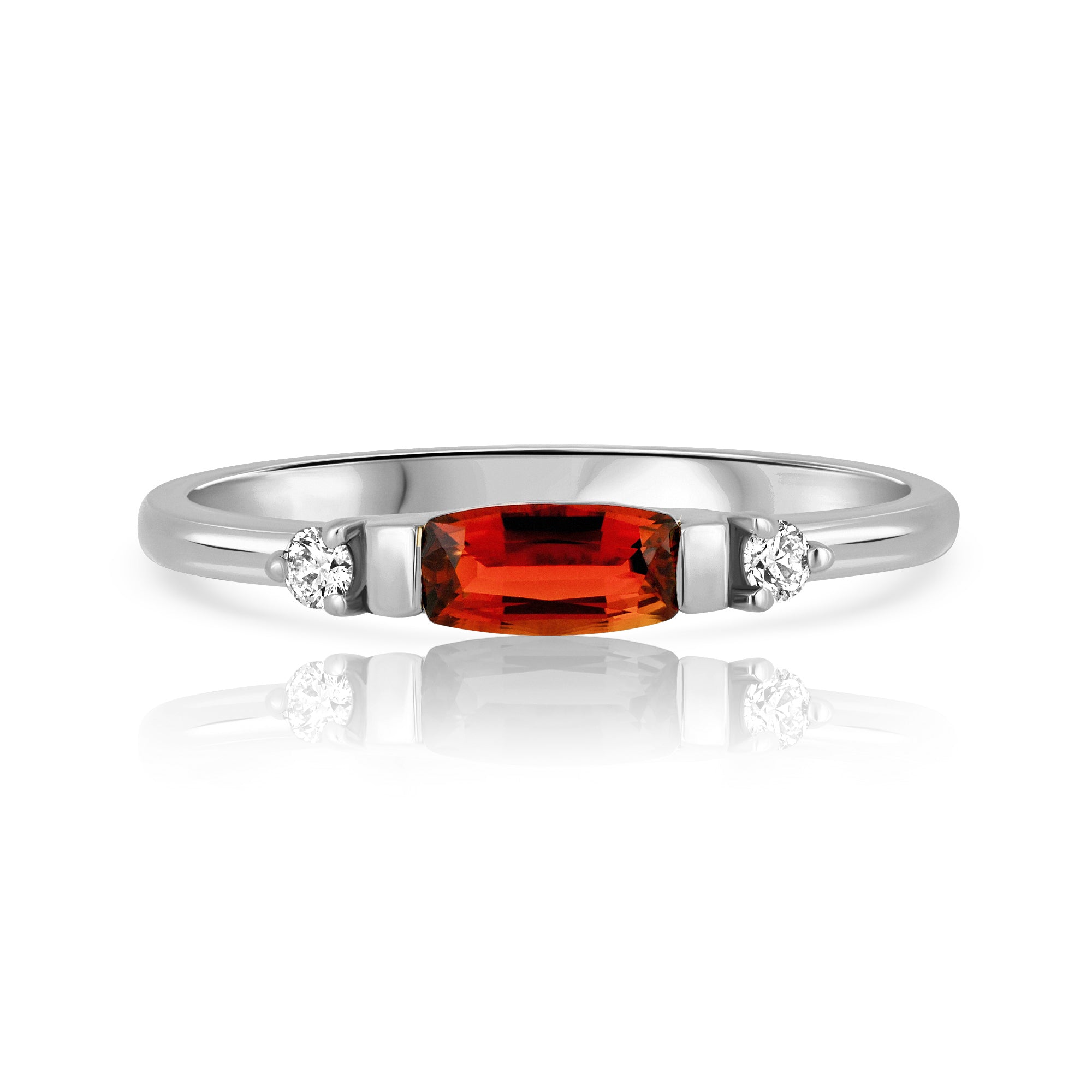 A fine and special gold ring set with orange tourmaline and diamonds
