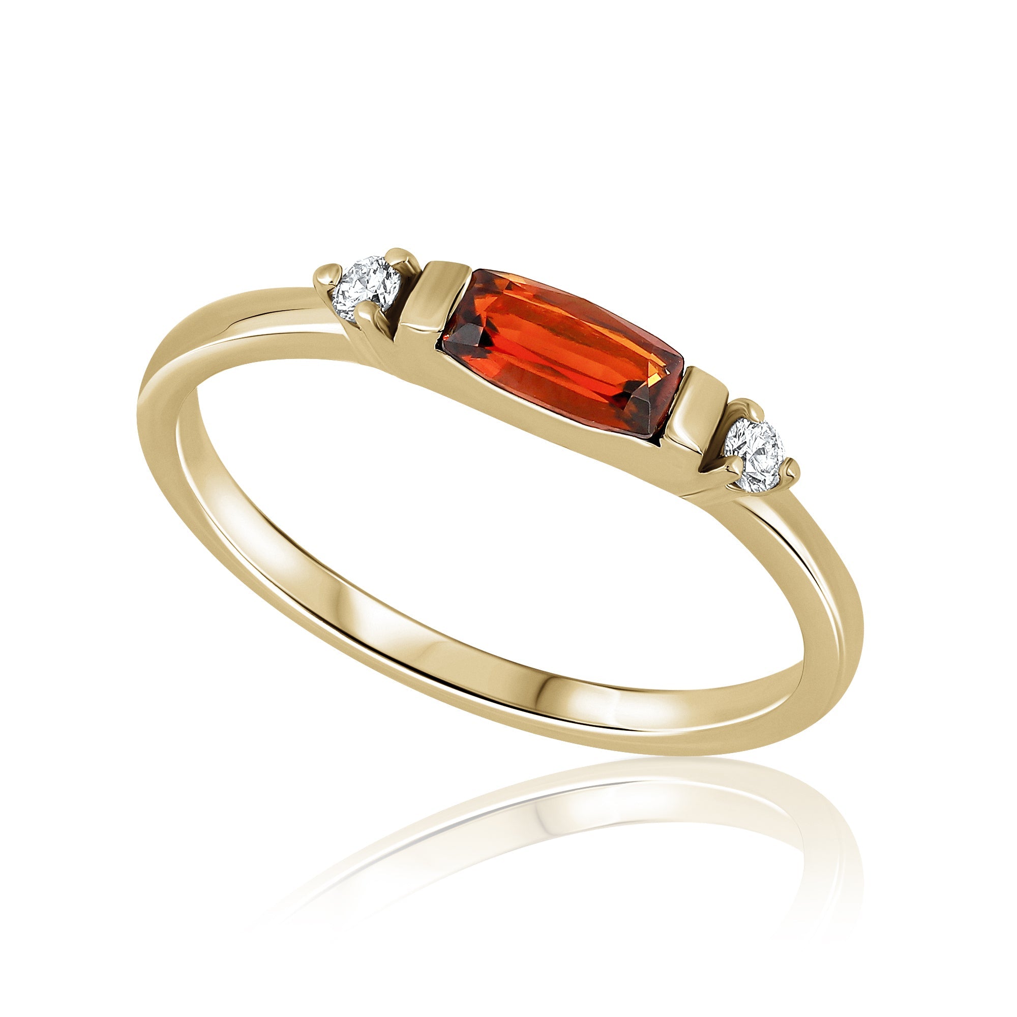 A fine and special gold ring set with orange tourmaline and diamonds