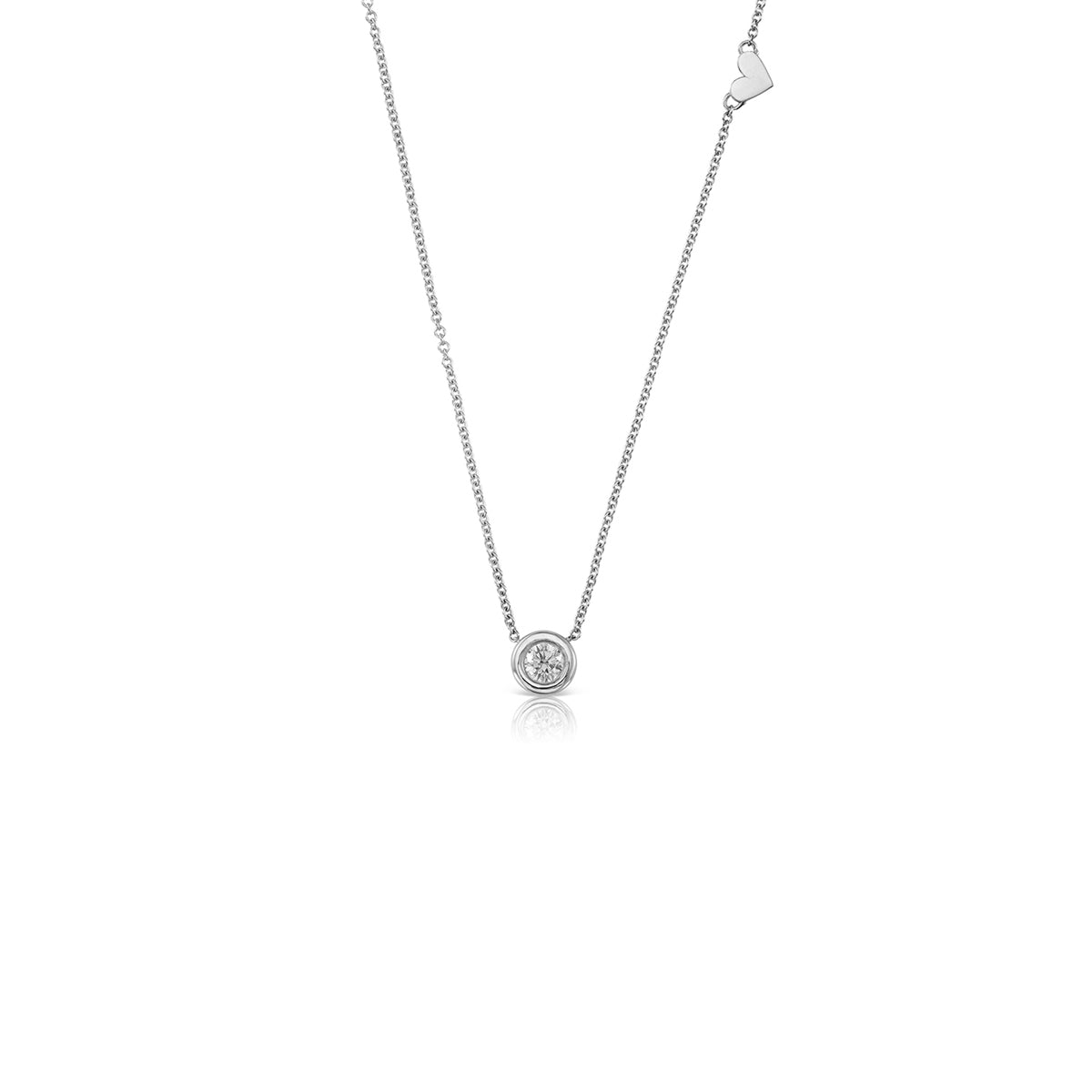 A 30 point lab diamond studded gold chain with a heart pendant on the side