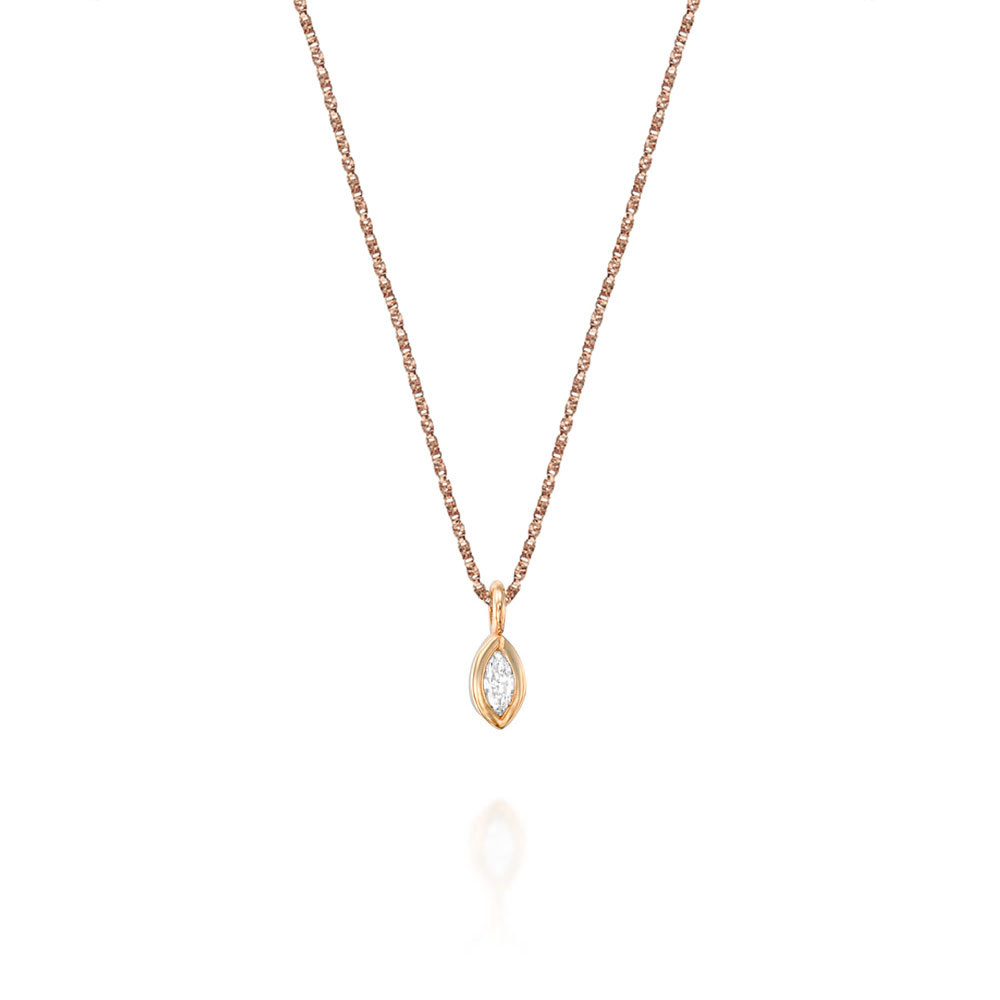 Solitaire necklace, marquise diamond (5 pts) in cup setting